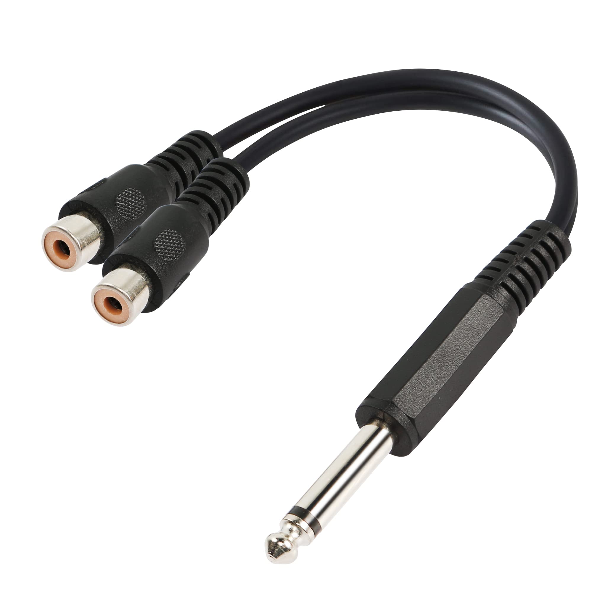 6.35mm to 2 RCA Cable, 1/4 Inch TS Male to 2 RCA Female Y Splitter Adapter, 20cm Audio Cable for Amplifiers, Speakers, Recording Equipment, Home Theater, and Studio Setups