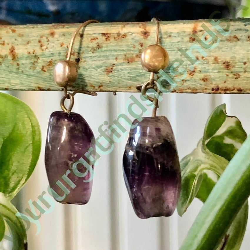 Vintage Gold Filled Amethyst Bead Dangle Earrings for Women - Handmade Purple Gemstone Jewelry for Parties, Weddings & Special Occasions