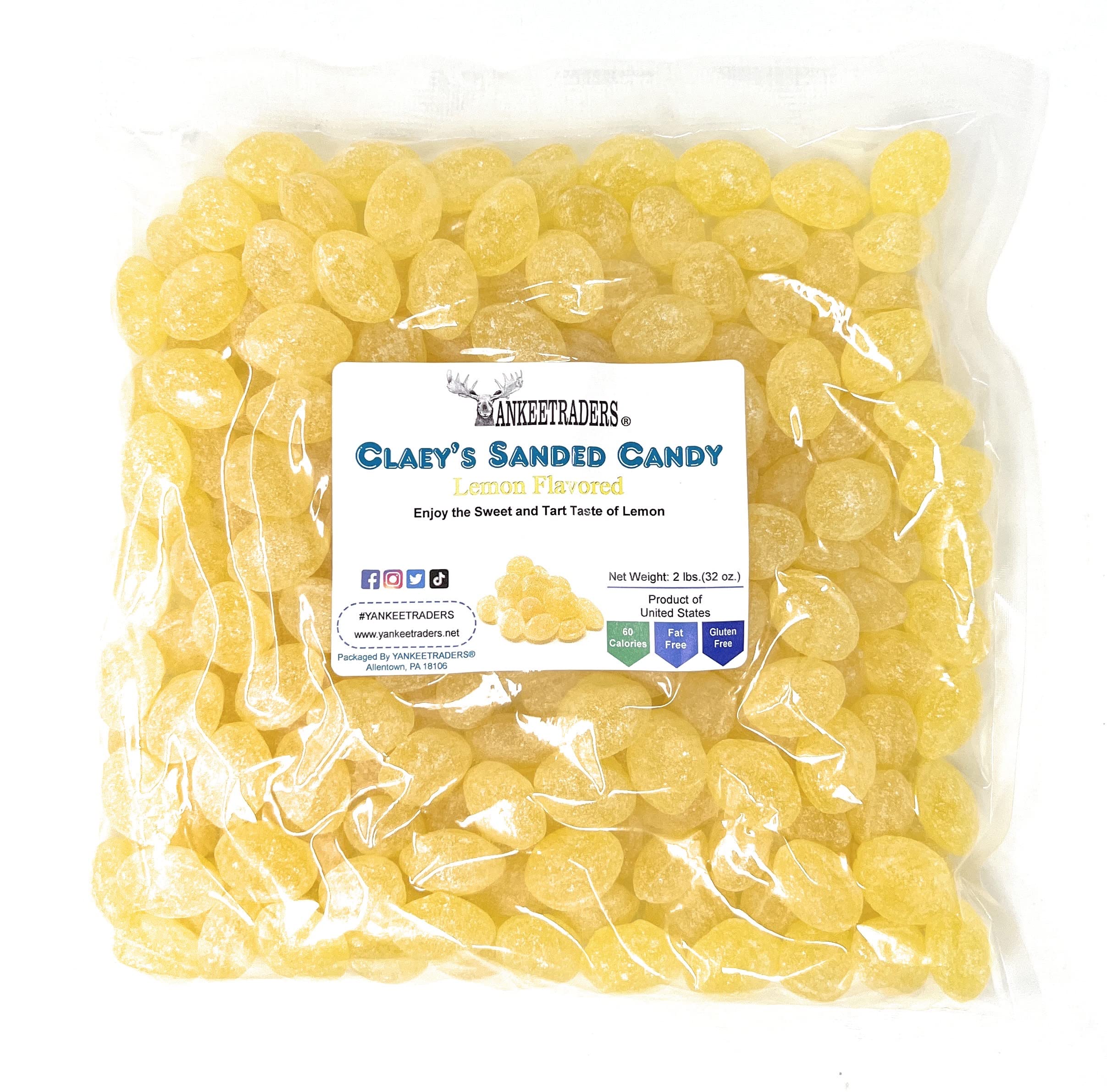 Claeys Lemon Sanded Candy Drops - 2 Pound Bag | Old-Fashioned Hard Candy for Parties, Gifts & Office Treats | Sweet & Tangy Lemon Flavor