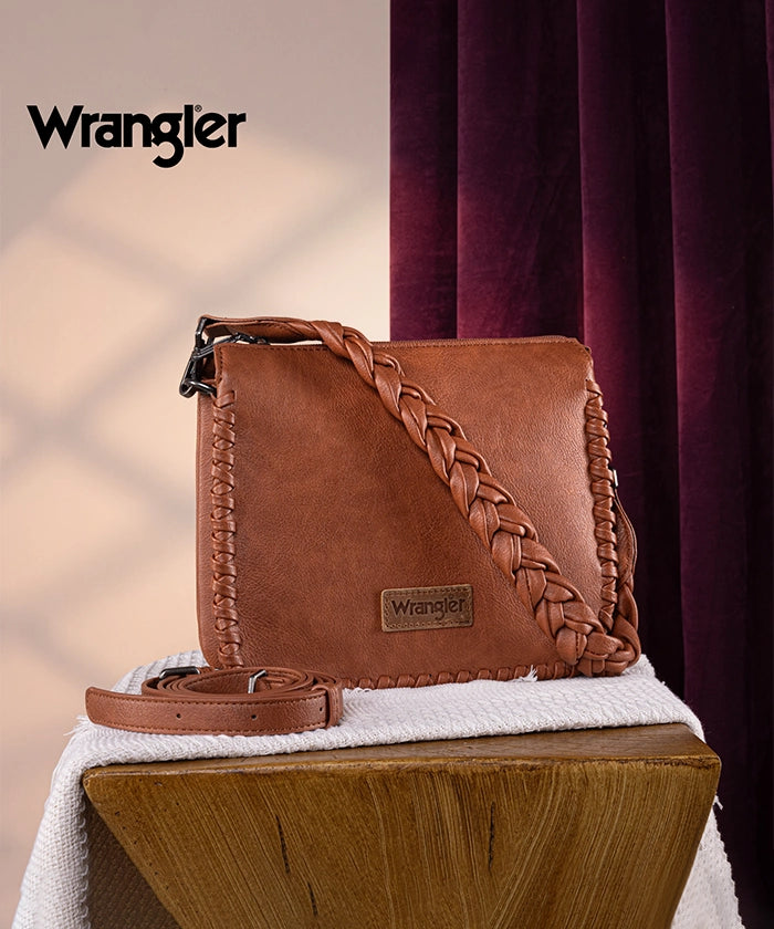 Wrangler Braided Crossbody Bag for Women - Stylish Leather Shoulder Purse with Adjustable Strap, Perfect for Travel, Shopping & Everyday Use