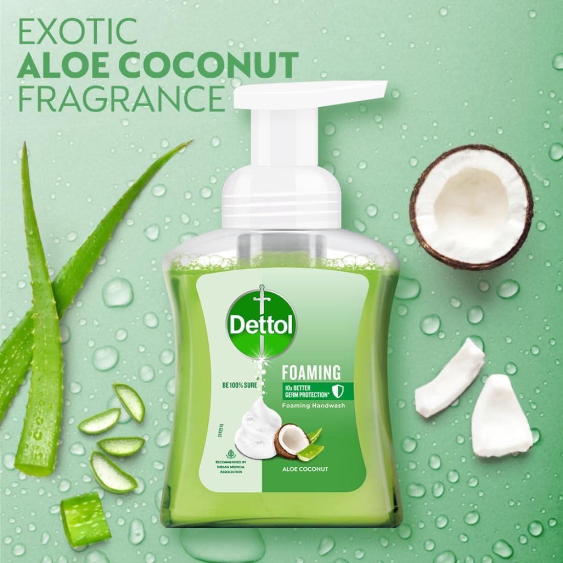 Dettol Aloe & Coconut Foaming Hand Wash Pump with Refill (250ml + 200ml) - 2 Pack | Antibacterial Moisturizing Handwash | Gentle Rich Lather | Perfect for Kitchen, Bathroom & Office Use