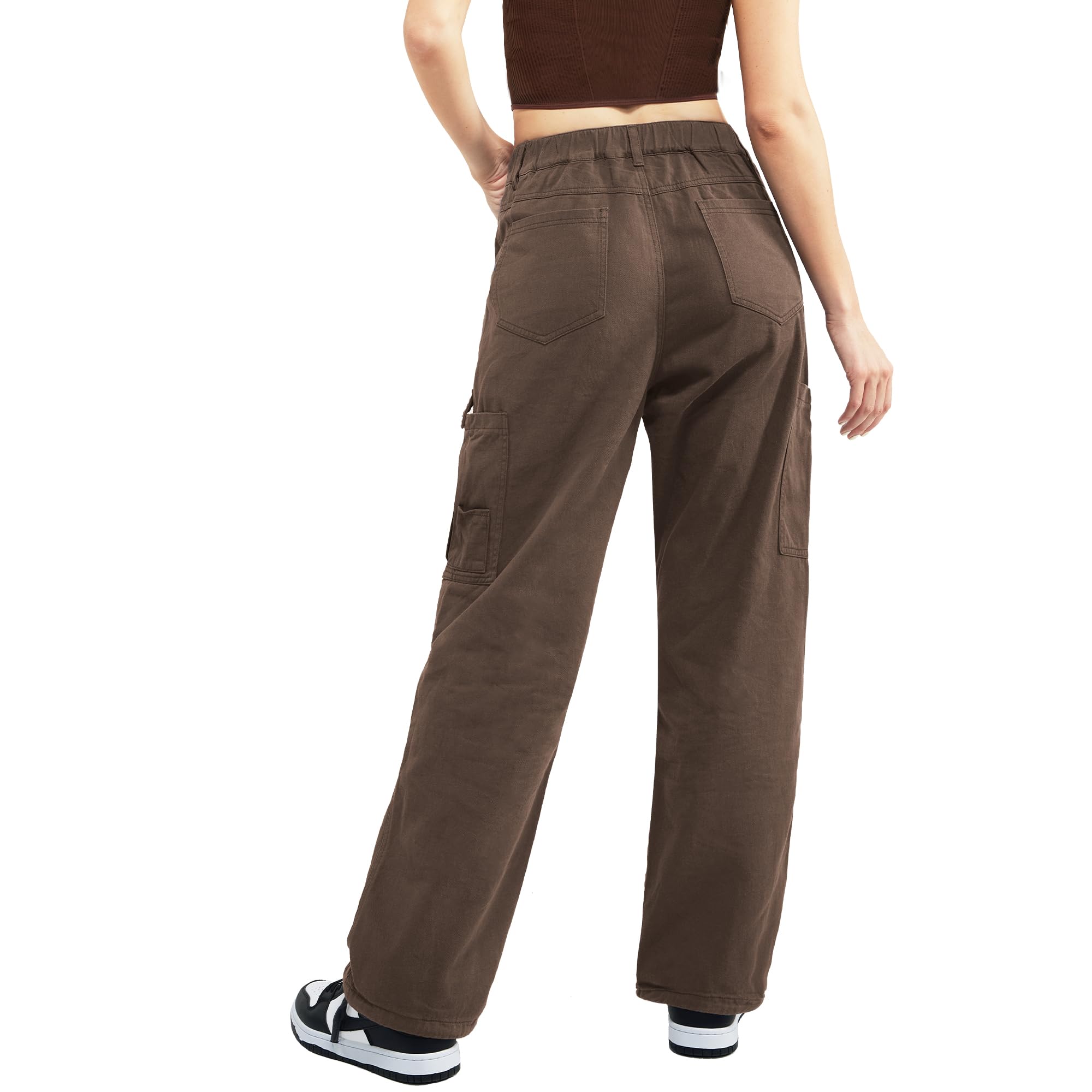 Znyeth Women's Cotton Cargo Pants - Wide Leg Military Combat Work Pants with 8 Pockets for Hiking, Outdoor & Casual Wear