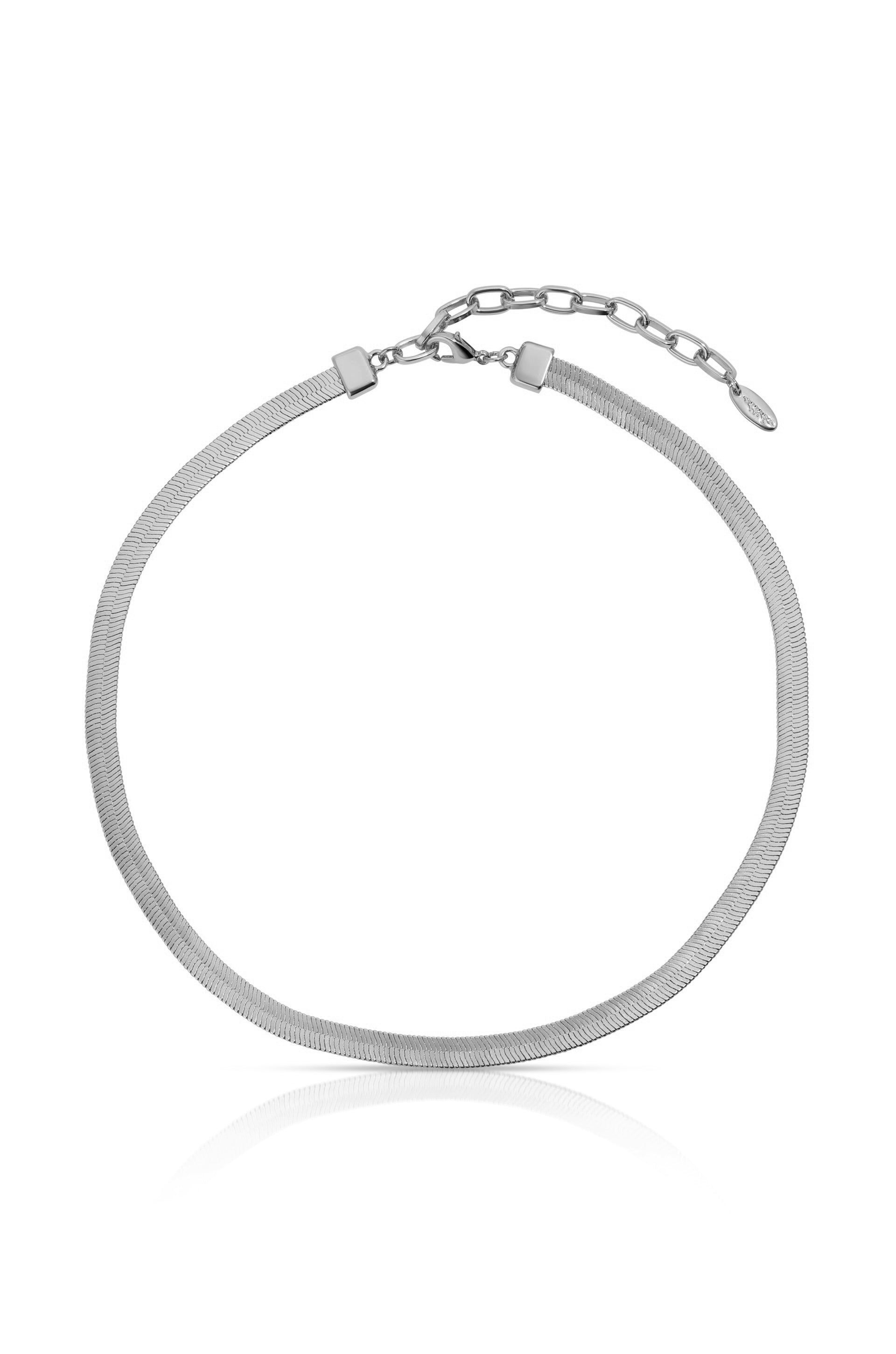 Brooklyn Flat Herringbone Chain Necklace - 14K Gold Plated Stainless Steel Women's Jewelry | Perfect for Everyday Wear, Date Nights & Special Occasions