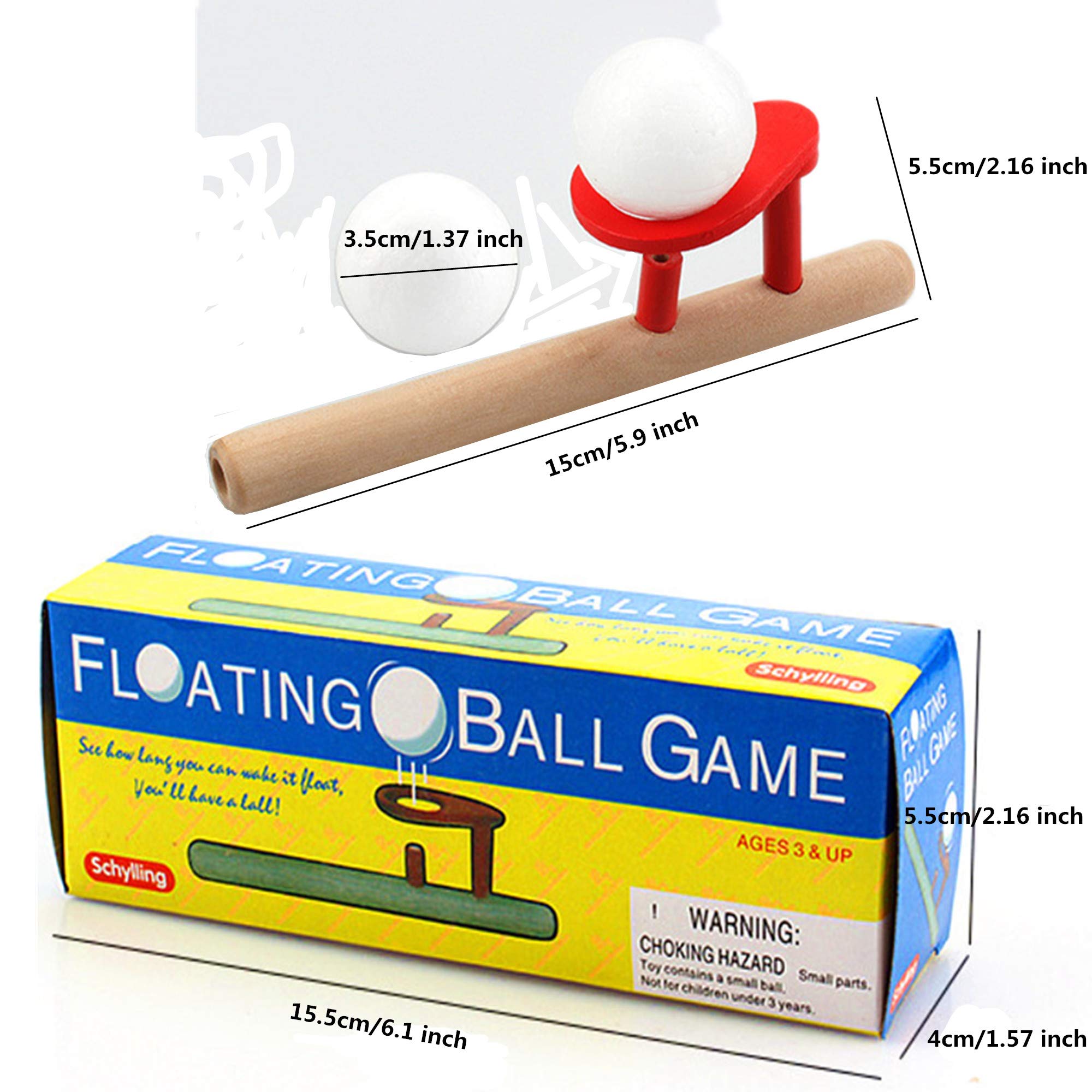 4 Pack Floating Blow Pipe Balls Game Set - Wooden Blowing Whistle Ball Toys for Kids & Adults - Classic Stress Relief Balance Blowing Toy for Toddlers - Perfect for Parties, Family Game Night & Classroom Activities