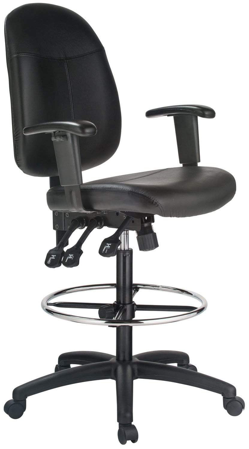 Harwick 6058C D L Ergonomic Leather Drafting Chair - Adjustable Height & Lumbar Support for Architects, Designers & Office Use