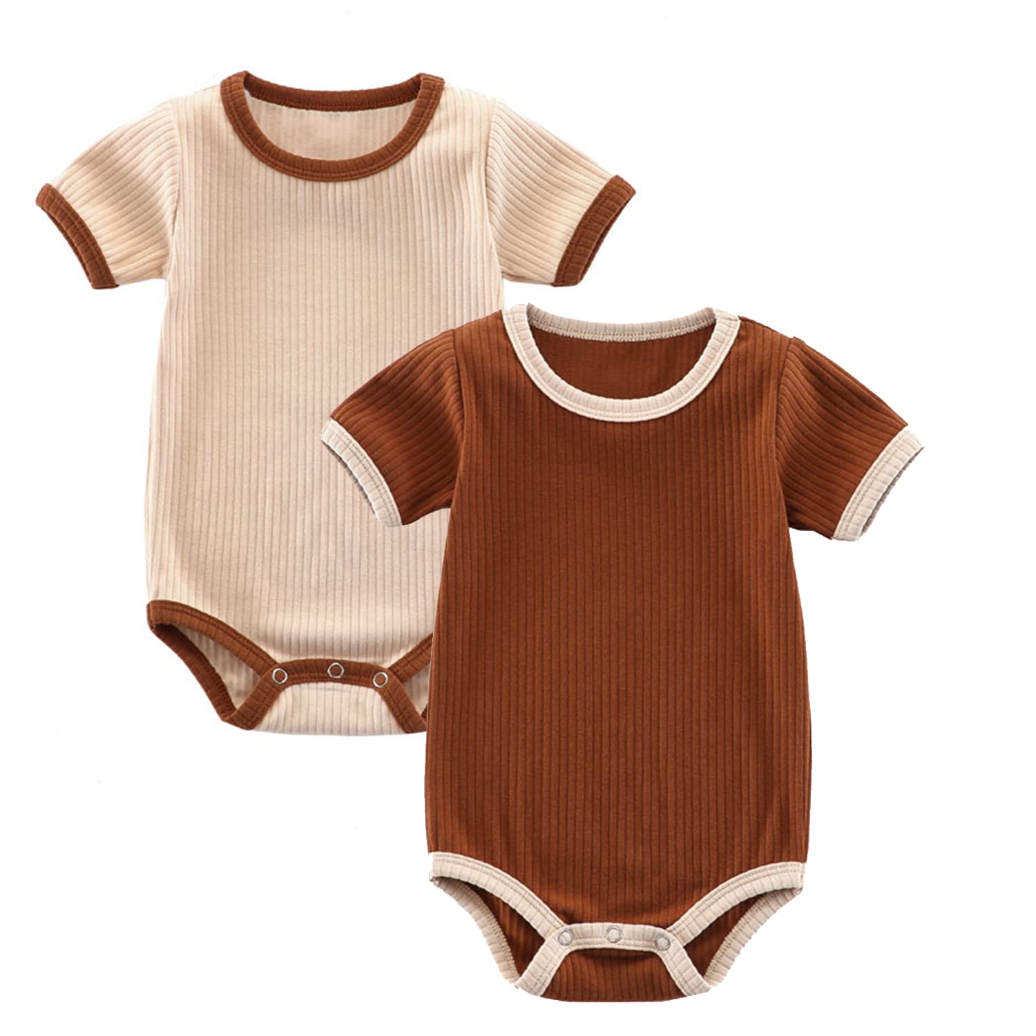 Jimonda Organic Cotton Baby Bodysuit & Romper - Gender Neutral Infant Clothes for Boys & Girls (2-Pack) | Soft & Comfortable for Everyday Wear, Playtime & Photo Shoots