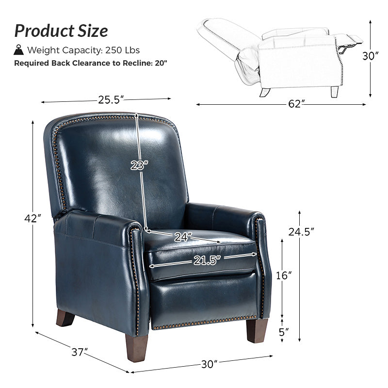 Claudia Genuine Leather Cigar Glider Recliner Chair - Premium Leather Rocking Recliner for Living Room, Nursery & Relaxation | Comfortable Gliding Motion for Nursing Mothers & Seniors