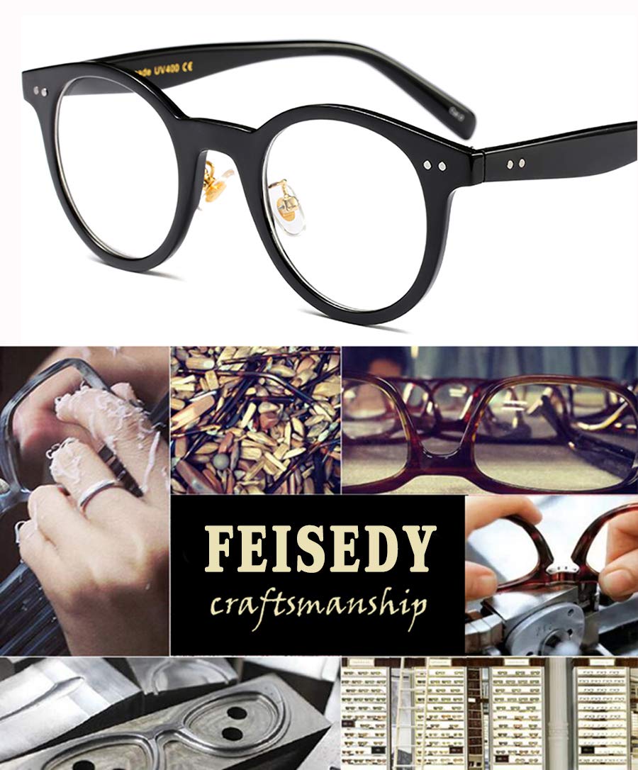 FEISEDY Reading Glasses for Men & Women - Lightweight Full Frame Round Readers with Standard Fit (B2478) - Perfect for Reading, Computer Use, and Office Work