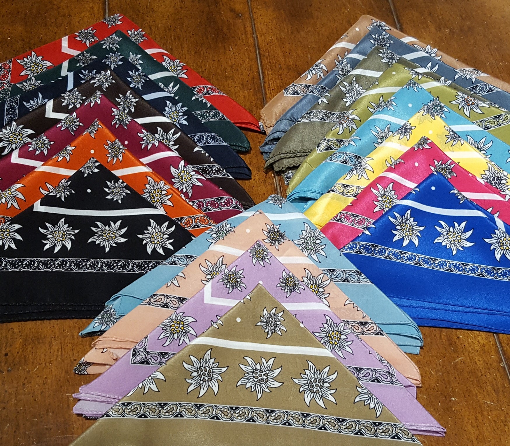 Italian Silk Edelweiss Scarves for Women - Luxury Floral Print Shawl Wrap - Elegant Fashion Accessory for Parties, Weddings & Special Occasions