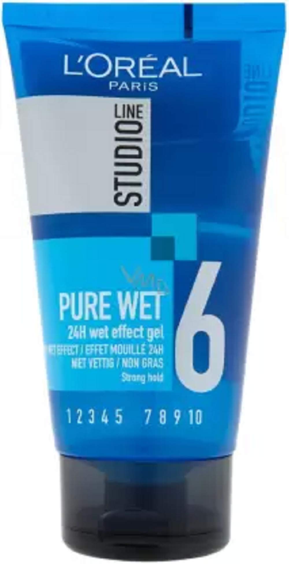 L'Oreal Studio Pure Wet Gel No.6 - Professional Styling Hair Gel for Strong Hold & Shine - Perfect for Curly, Wavy & Straight Hair Styling at Home or Salon