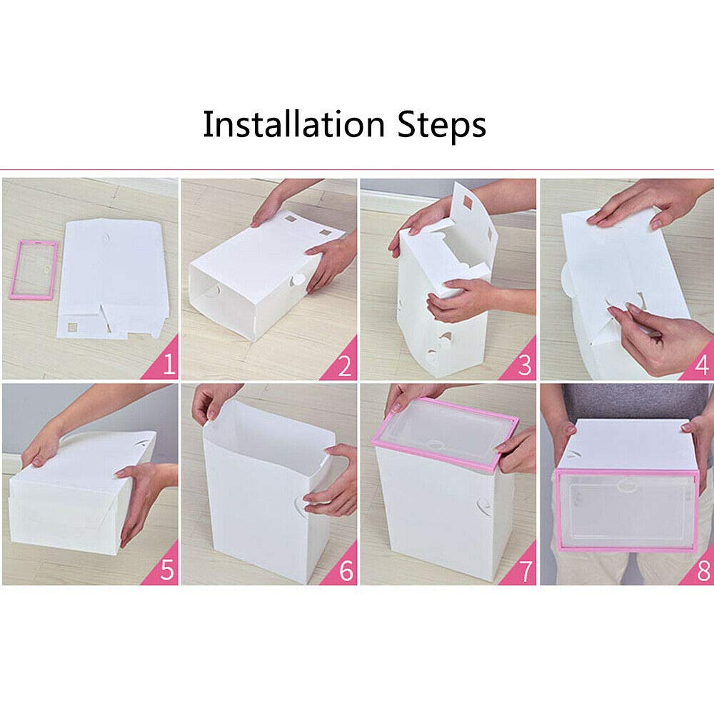 24 Pack Clear Stackable Shoe Storage Boxes - Foldable Transparent Plastic Shoe Organizers for Closet (Green) | Perfect for Sneaker Collection, Seasonal Shoe Storage & Small Space Organization