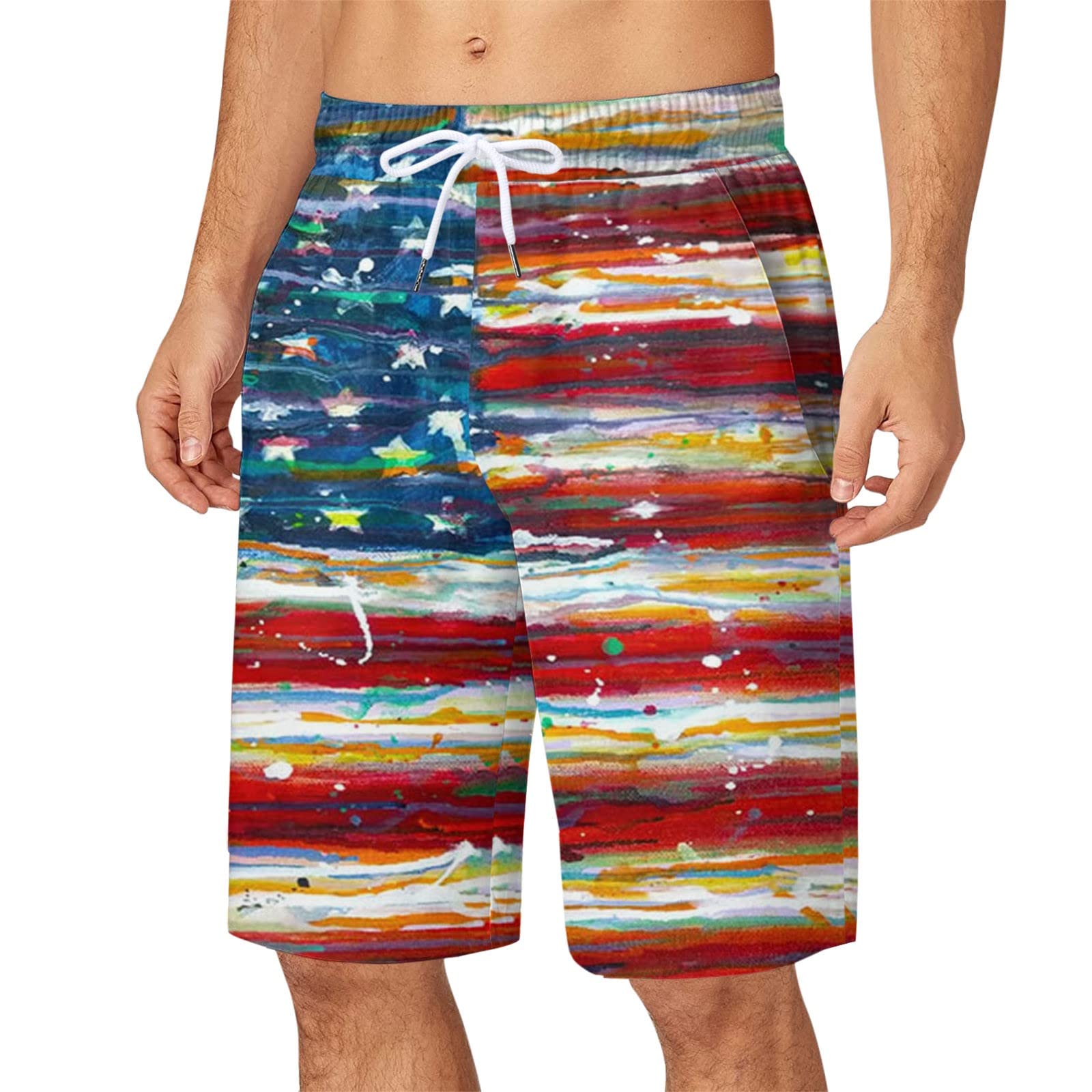 Men's 4th of July Boardshorts - Plus Size Swim Trunks for Summer & Independence Day