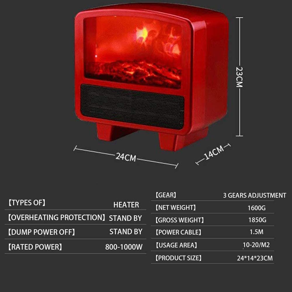 Portable Electric Fireplace Heater - Freestanding LED Flame with Thermostat, 3D Realistic Log Effect & Overheat Protection - Perfect for Bedroom, Living Room & Office Warmth