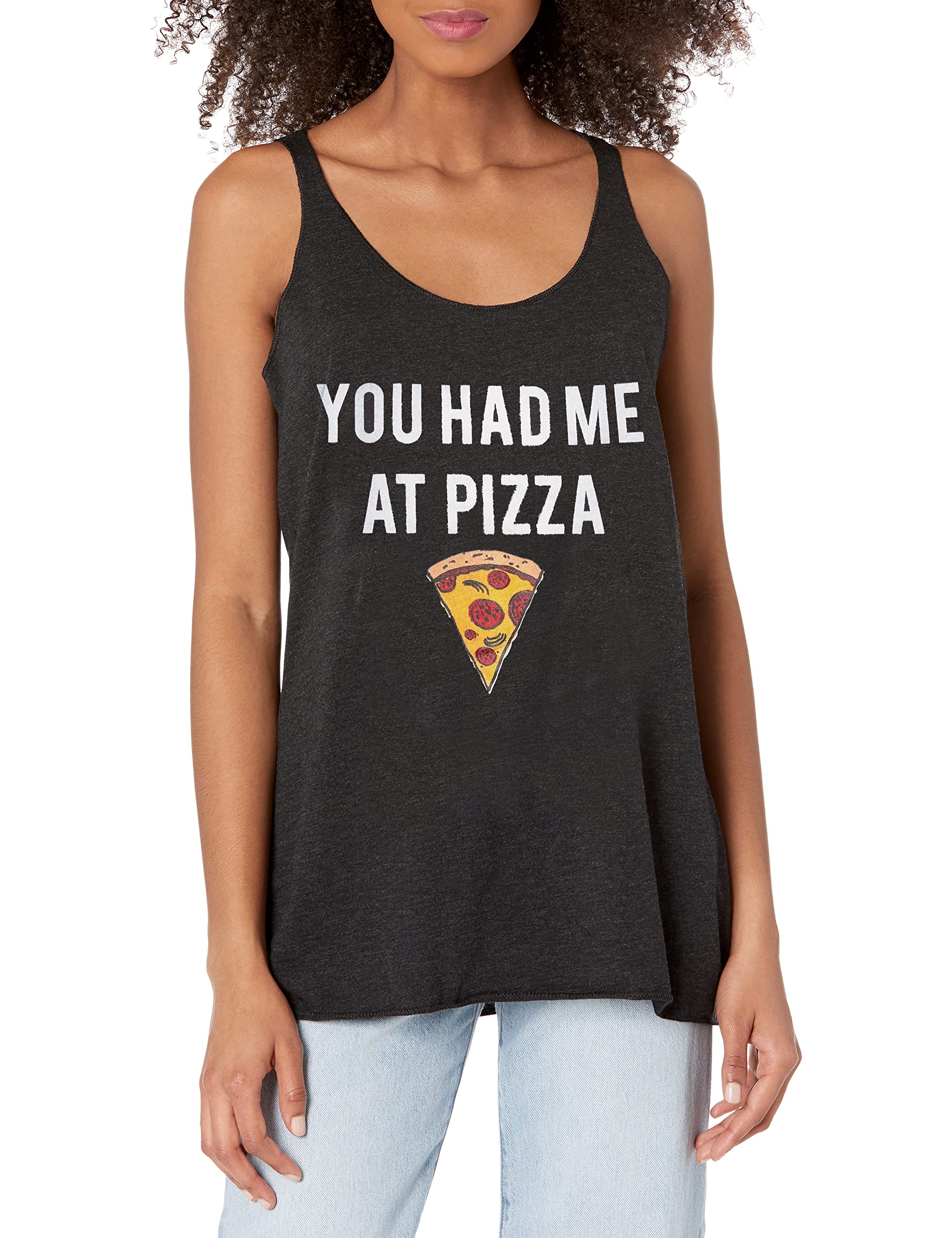 LOST GODS Pizza Women's Racerback Tank Top - Vintage Graphic Tee for Casual Wear, Gym & Summer Outfits
