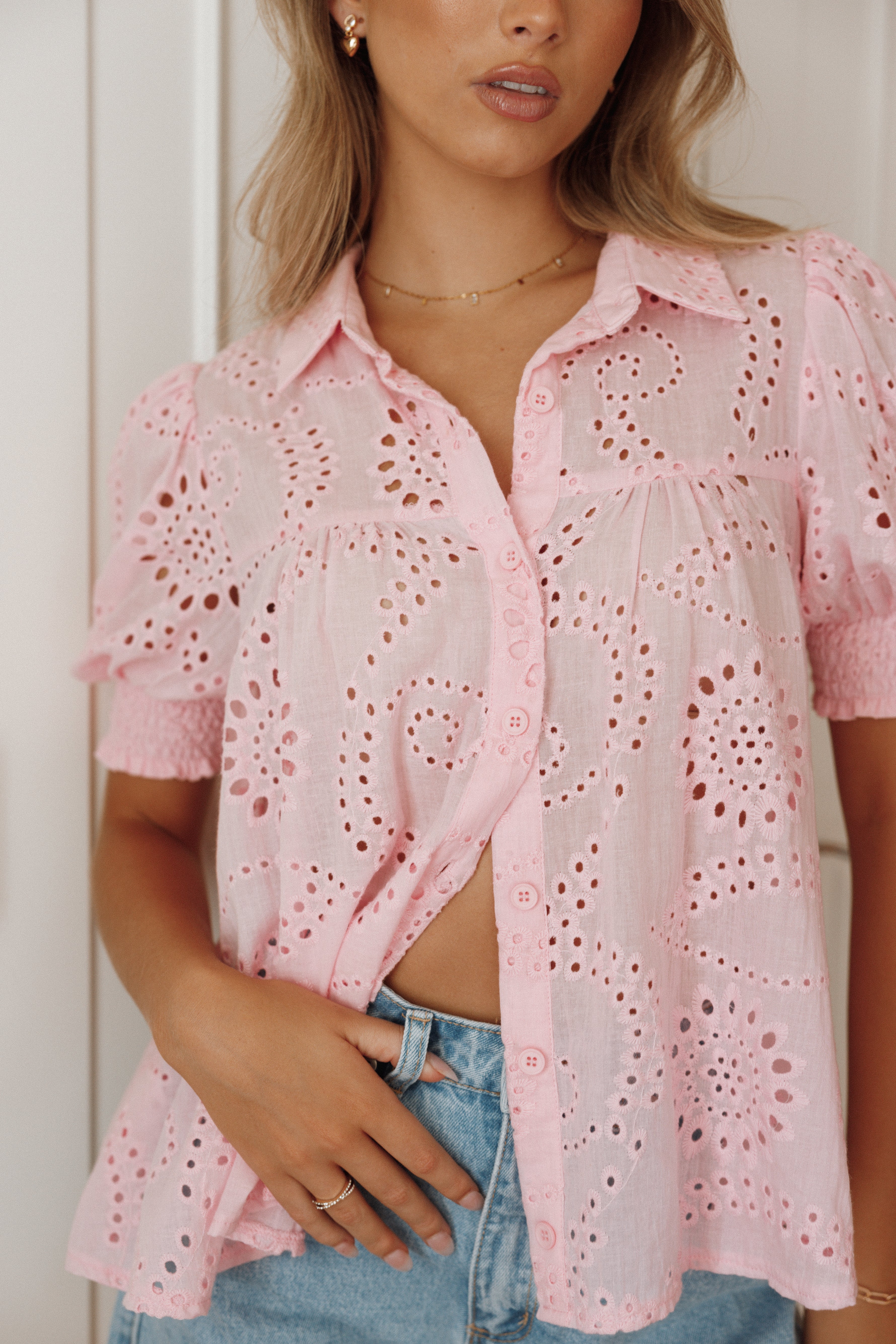 Janelle Women's Casual Pink Top - Flowy Blouse for Summer, Office, and Date Night Outfits