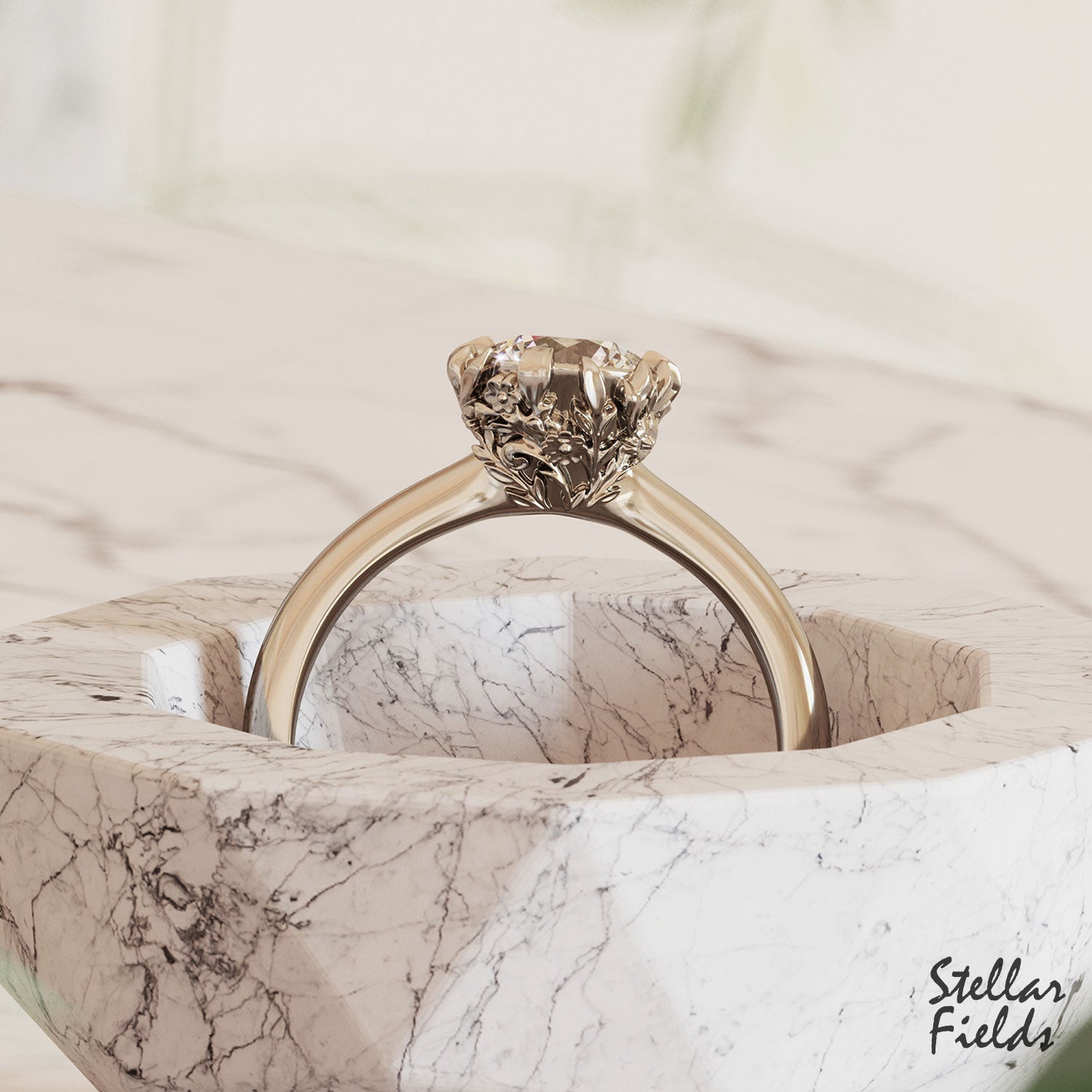 Unique Floral Engagement Ring - Isabelle Nature-Inspired Handcrafted Ring for Women | Perfect for Proposals, Weddings & Anniversaries