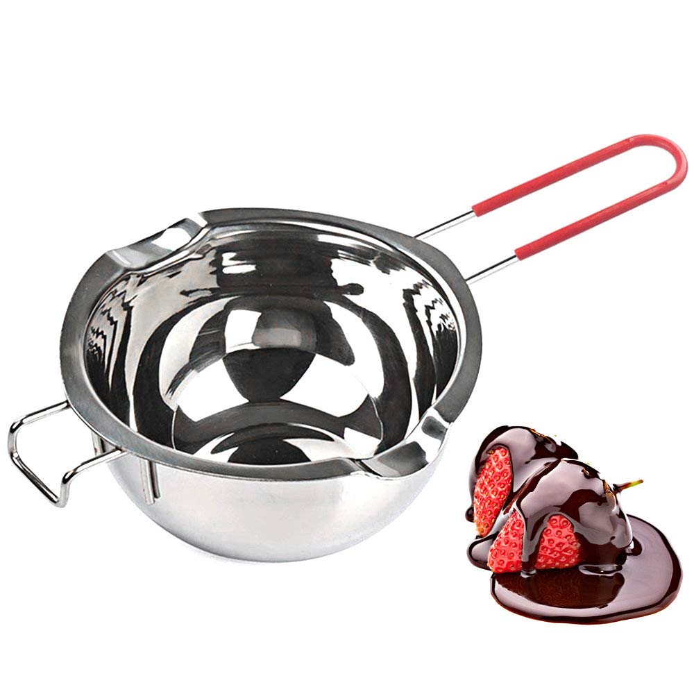 Premium Stainless Steel Double Boiler Pot 600ml - 18/8 Food Grade Steel with Heat Resistant Handle for Melting Chocolate, Butter, Wax & Candle Making - Perfect for Home Baking, Candy Making & DIY Crafts