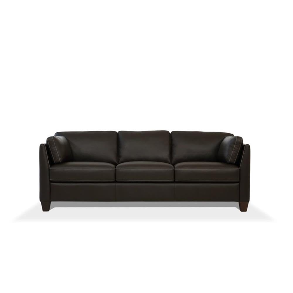 Premium Acme Matias Genuine Leather Sofa in Rich Chocolate Brown - Luxurious Living Room Furniture for Modern Homes & Apartments