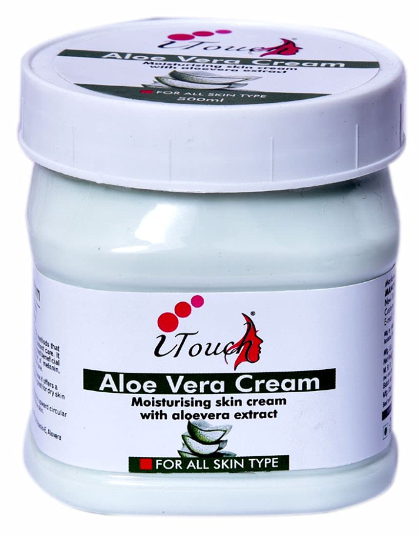 I TOUCH Herbal Aloe Vera Cream for Face & Body - Moisturizing, Whitening & Brightening Cream | Softening & Nourishing Skin Care | 500ml | Perfect for Dry Skin, Sunburn Relief & Daily Hydration
