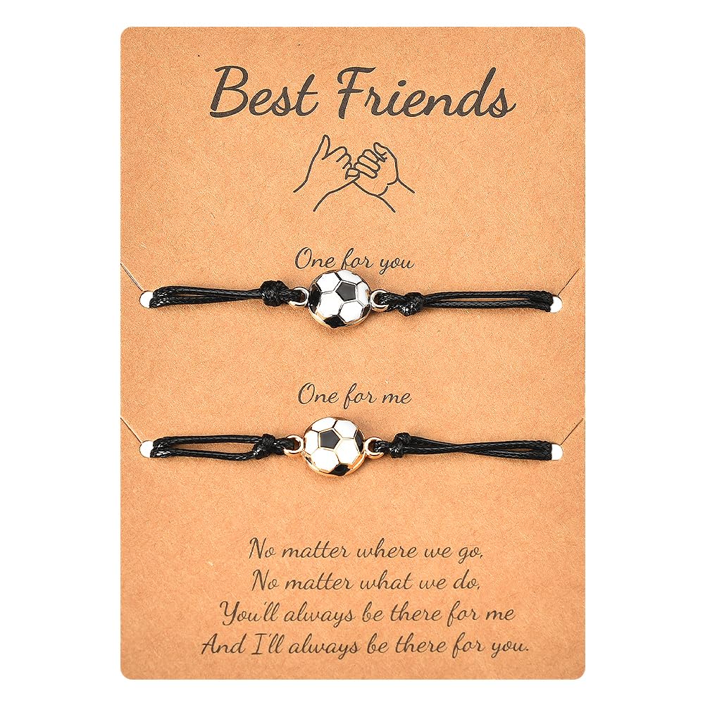 Best Friend Soccer Bracelet Gifts for Women & Men - Adjustable Football Friendship Bracelets for Boys & Girls - Perfect Birthday, Graduation, or Bestie Gifts - Matching Braided Bracelets for 2 - Ideal for Sports Events, Team Spirit, and Daily Wear