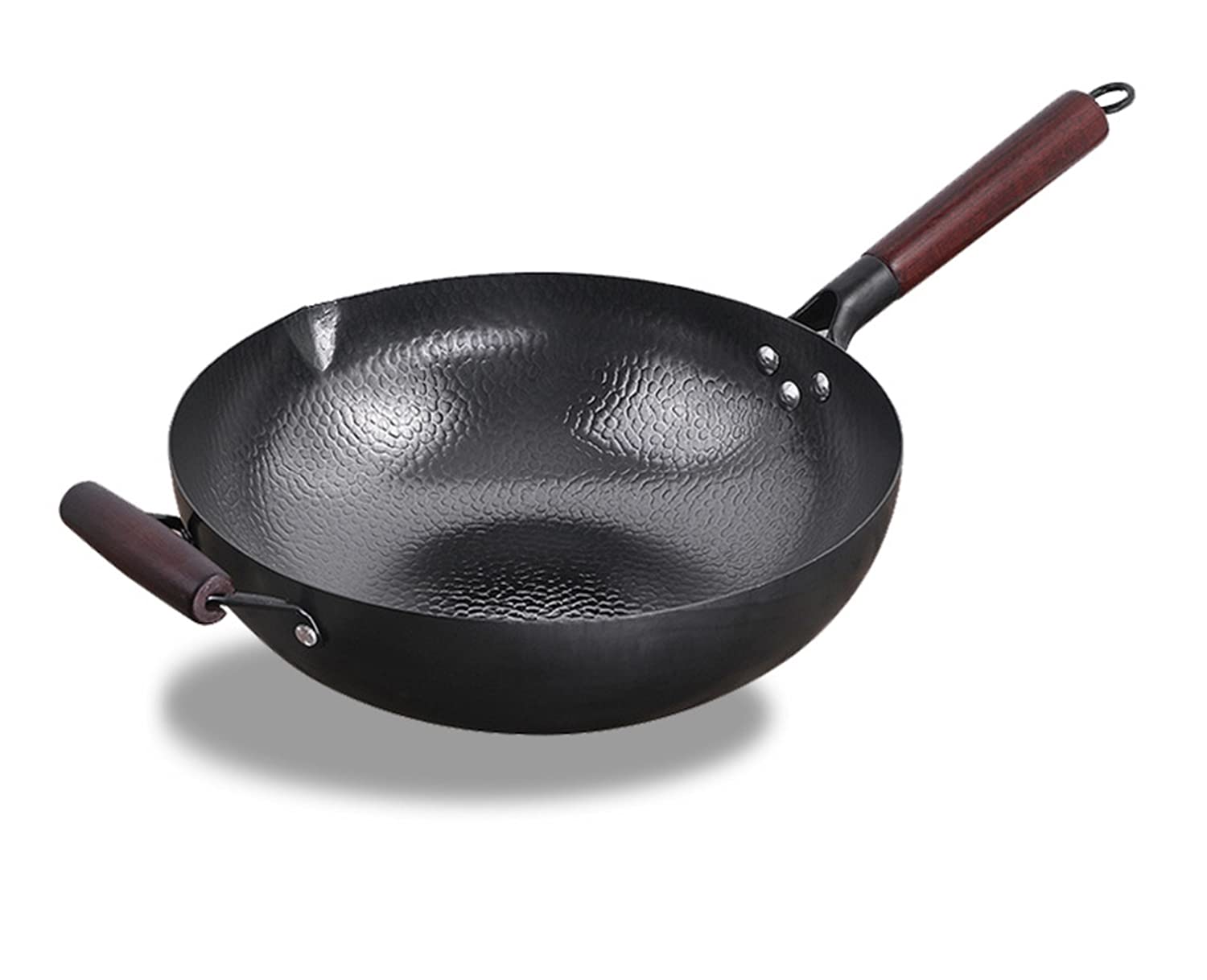 Premium Cast Iron Wok Pan - Heavy Duty Nonstick Chinese Stir Fry Skillet | Uncoated Hand-Forged Iron Cookware for Professional & Home Kitchens | Perfect for Stir-Frying, Deep Frying, Sautéing & Asian Cooking
