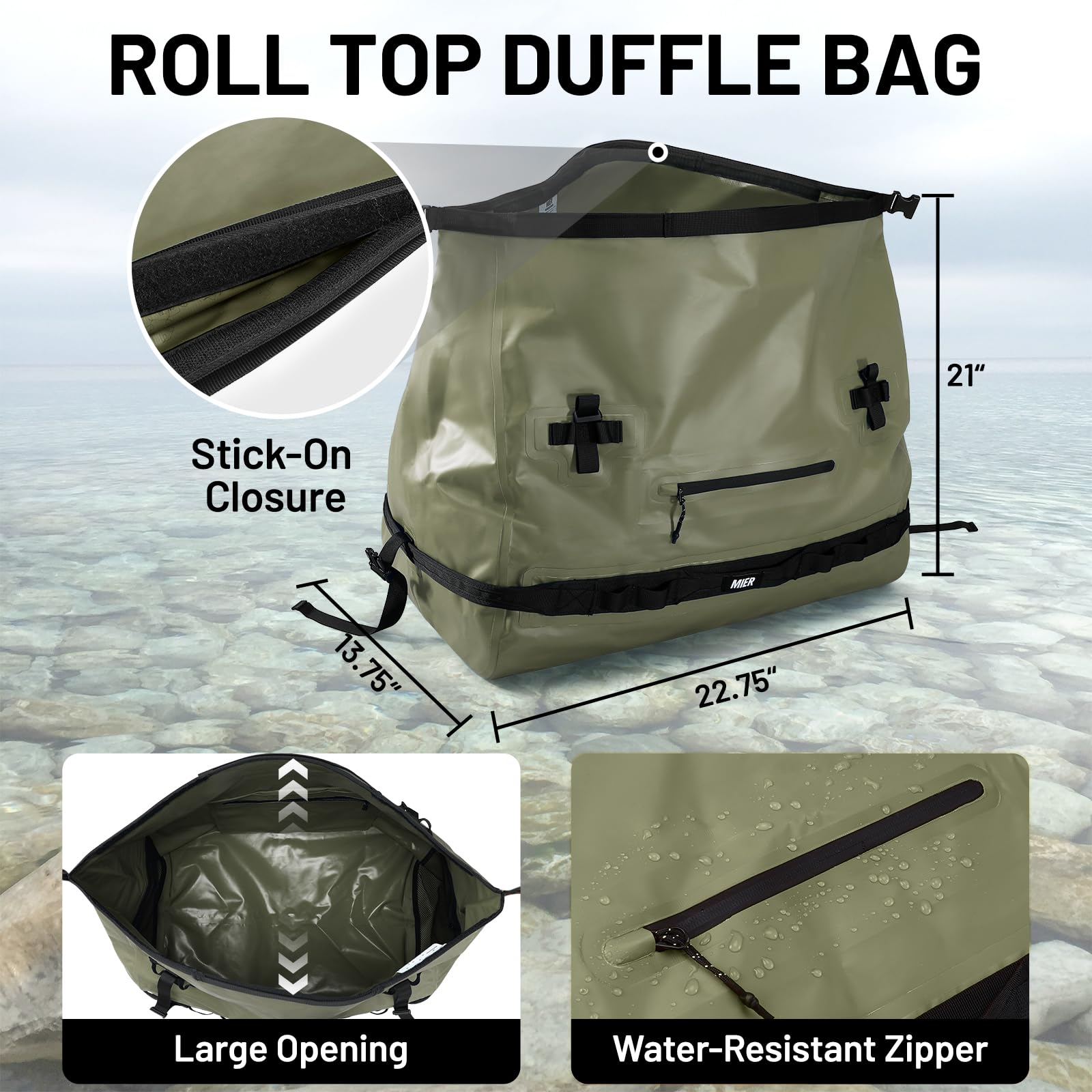MIER Large Waterproof Duffel Bag Rolltop Dry Backpack - 60L/80L Durable Travel Duffle for Kayaking, Rafting, Boating, Swimming, Camping, Gym & Beach - Perfect for Outdoor Adventures & Water Sports