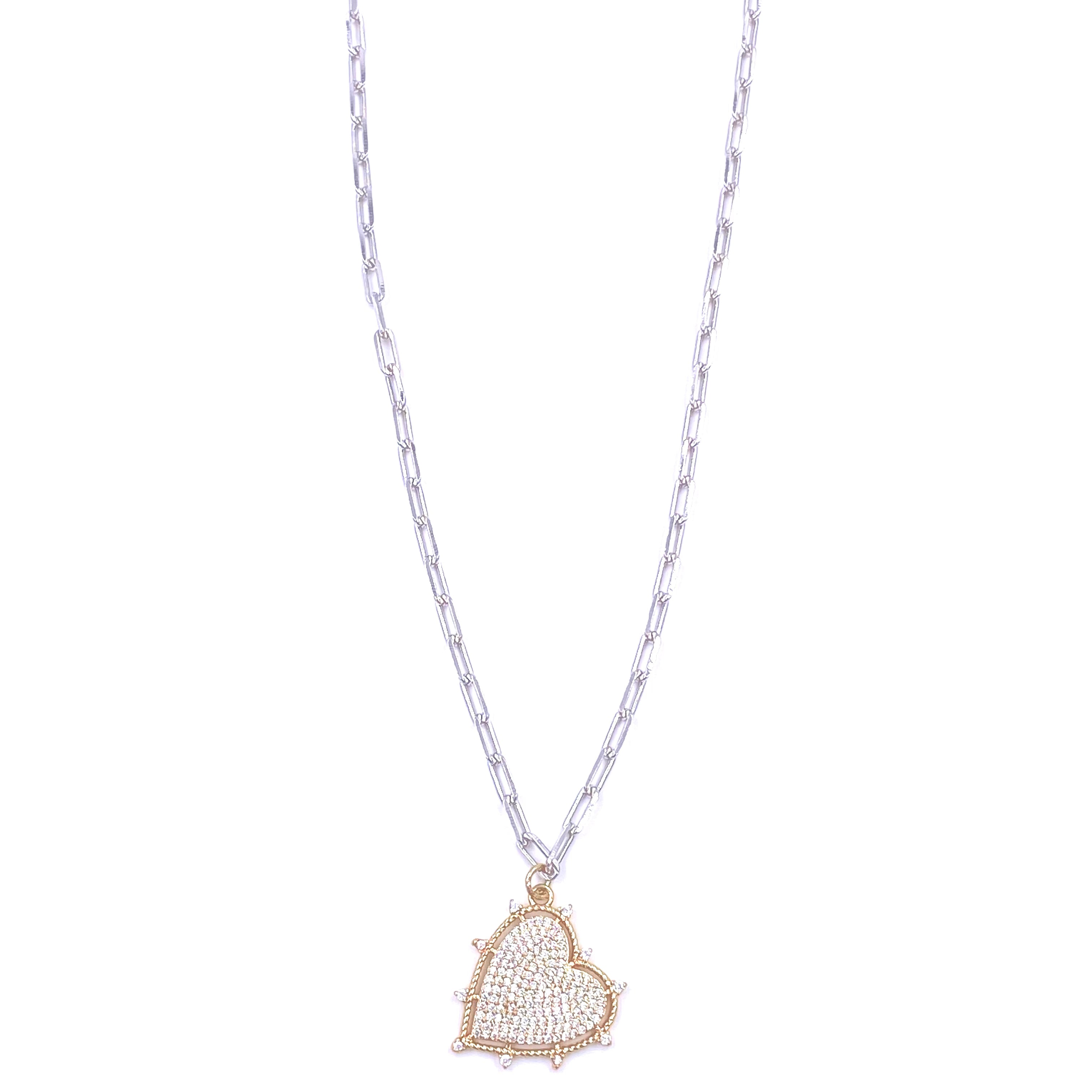 Ashley Gold Stainless Steel CZ Encrusted Spike Heart Pendant Necklace | Elegant Jewelry for Women | Perfect for Valentine's Day, Anniversary & Romantic Gifts