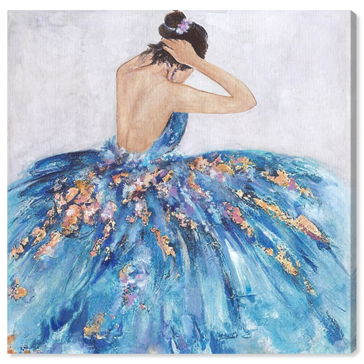 Elegant Blue Princess Dress Wall Art - Glamorous Canvas Print for Bedroom Decor | Perfect for Girls' Room, Nursery & Home Aesthetic