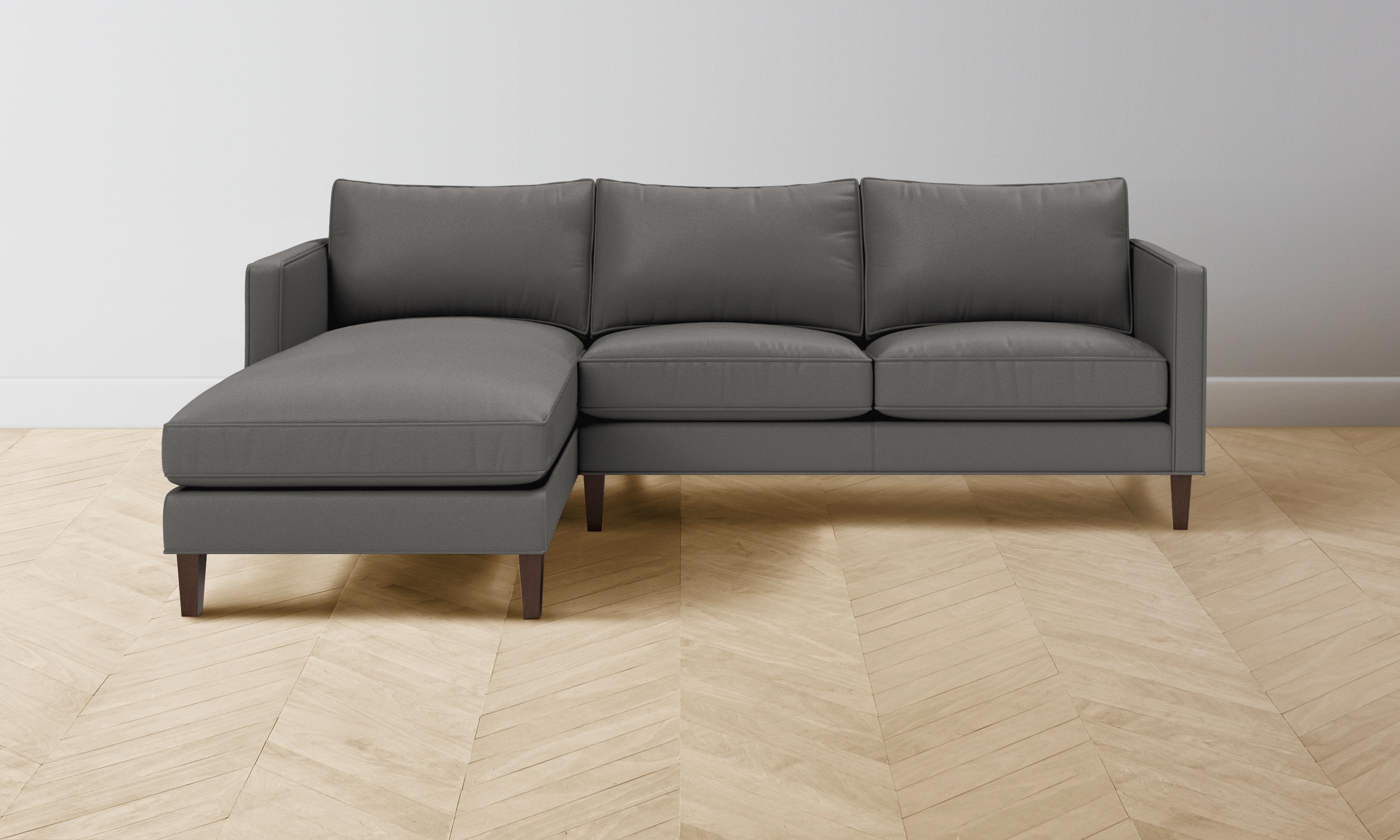 Premium Crosby Sectional Sofa - Genuine Pebbled Leather in Ash Gray - Perfect for Living Rooms, Lounges & Home Theaters