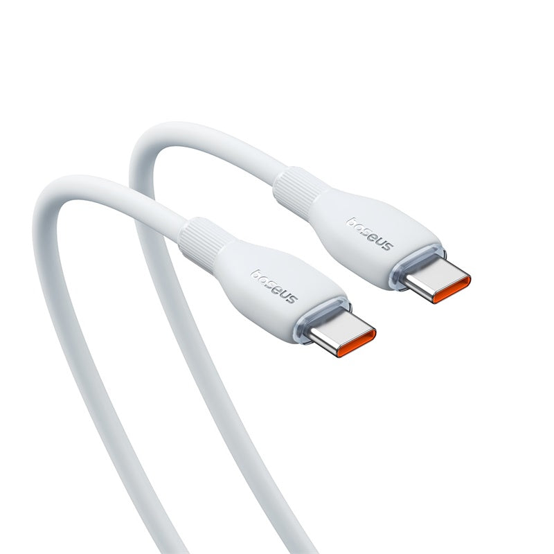 Baseus 100W Fast Charging USB C to USB C Cable 2M (6.6ft) - PD 3.0 Quick Charge for MacBook Pro/Air, iPad Pro, Galaxy S23/S22, Pixel 7 - Durable Braided White Cable for Home, Office & Travel