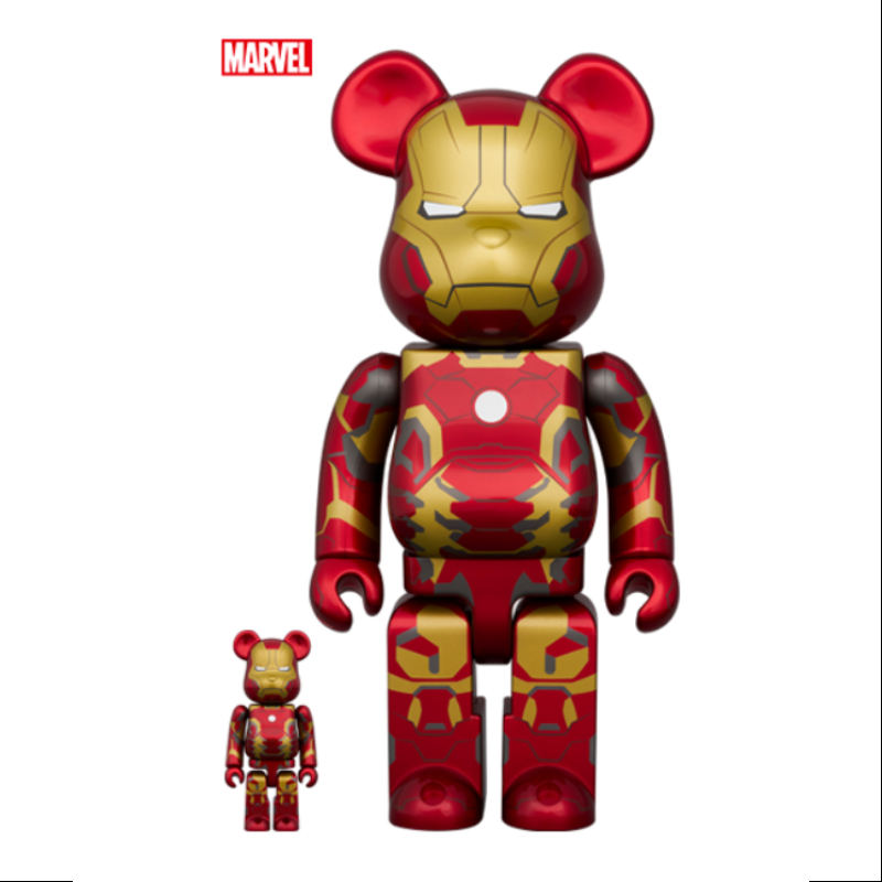 Iron Man Mark 43 400% & 100% Be@rbrick Bearbrick Collectible Figure - 2024 Limited Edition for Marvel Fans, Home Display & Gift Idea