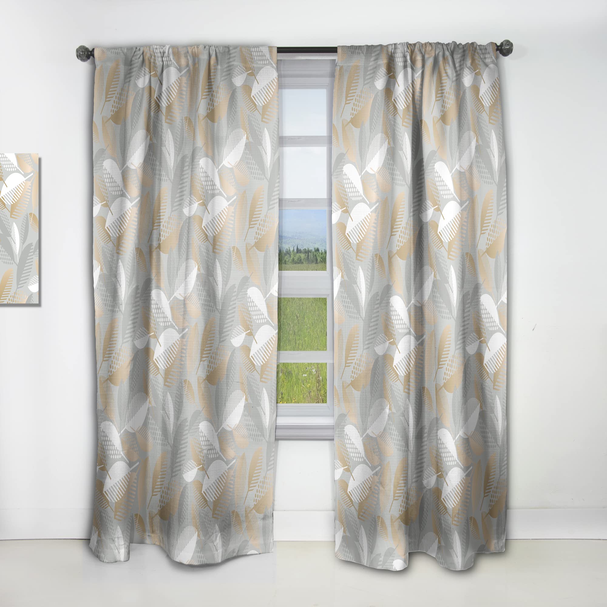 DesignQ Luxury Geometric Fall Leaves Thermal Insulated Curtains - Single Panel 52x84 - Elegant Window Treatments for Bedroom & Living Room | Perfect for Seasonal Home Decor & Temperature Control