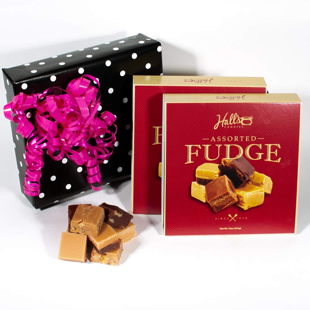 Hall's Premium Chocolate Walnut Fudge Gift Box - 2 Pounds of Delicious Handmade Fudge - Perfect for Holidays, Corporate Gifts & Special Occasions