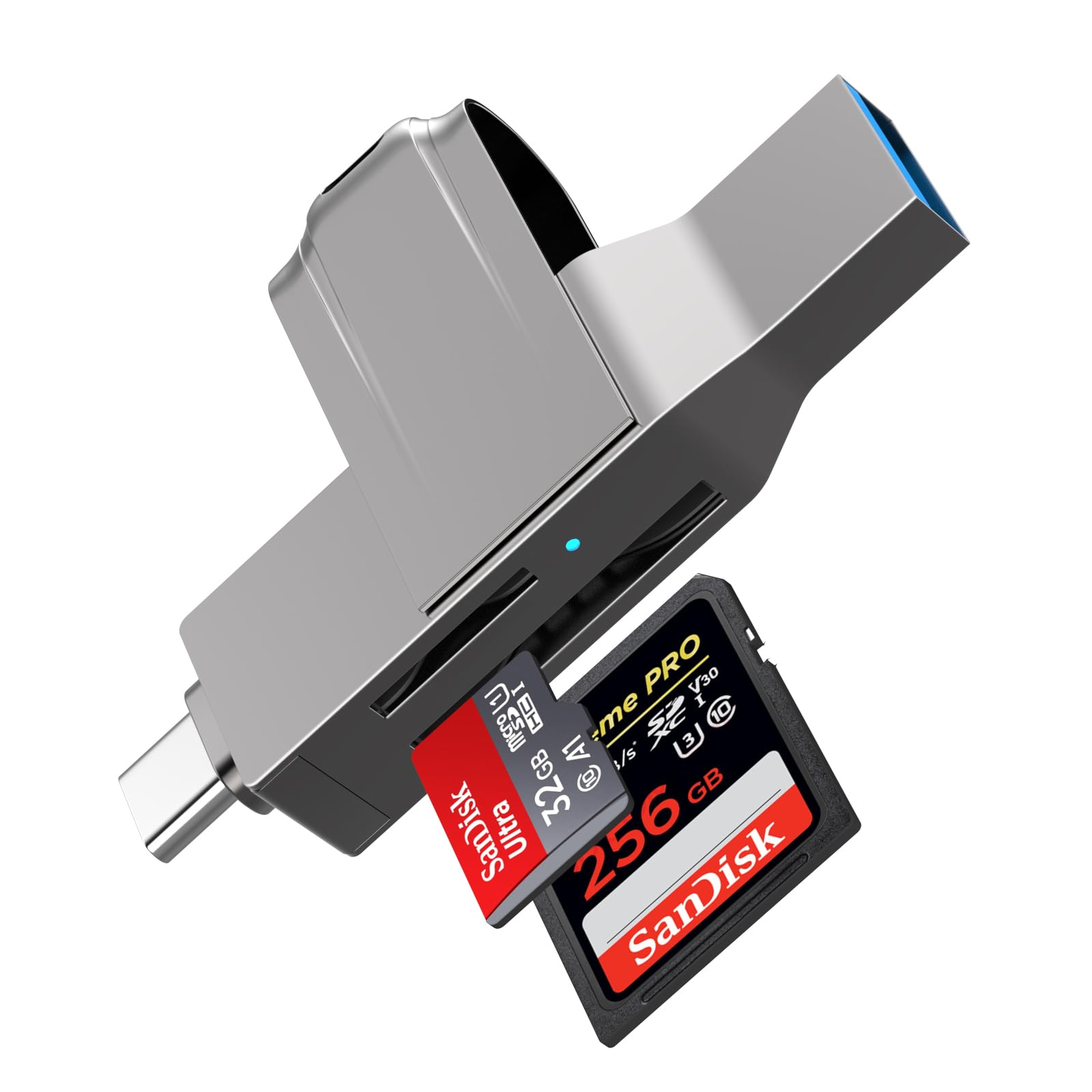 FUHAYA USB C & USB 3.0 SD Card Reader - Dual Port Memory Card Adapter for SD/Micro SD/SDHC/SDXC - Compatible with iPhone 15 Series, MacBook, iPad Pro, Samsung Galaxy S24/S23/S22 - Perfect for Photography, Data Transfer & Mobile Storage Expansion