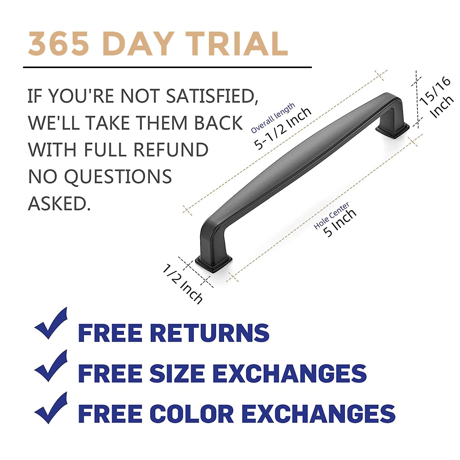 Ravinte 55-Pack 5 Inch Matte Black Kitchen Cabinet Handles - Solid Cabinet Pulls & Drawer Handles for Cabinets, Cupboards, Dressers | Durable Kitchen Hardware for Modern Home & Office Storage