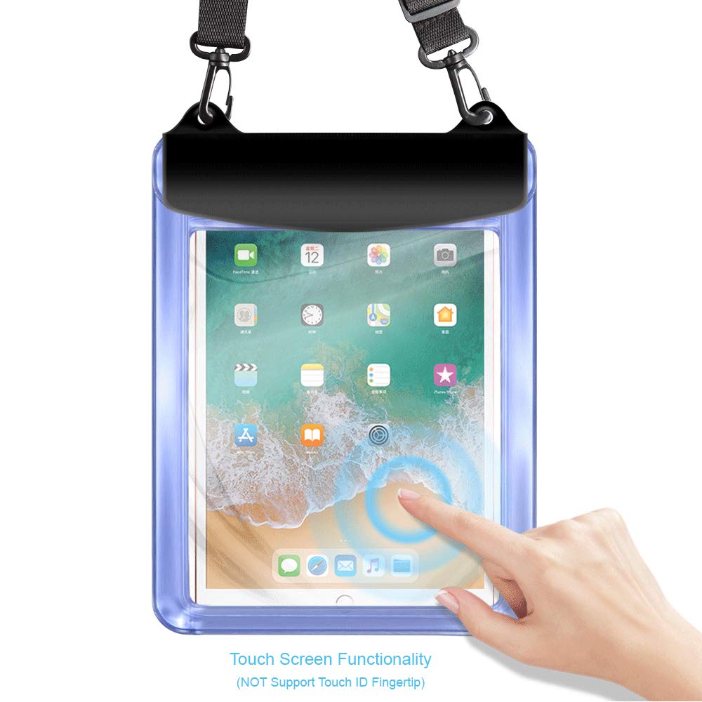 Universal Waterproof Tablet Case - Dry Bag for iPad 10.2/9.7, iPad Pro 11/10.5, iPad Air, Samsung Galaxy Tab, Surface Go & More (Blue) - Perfect for Beach, Pool, Boating & Outdoor Adventures