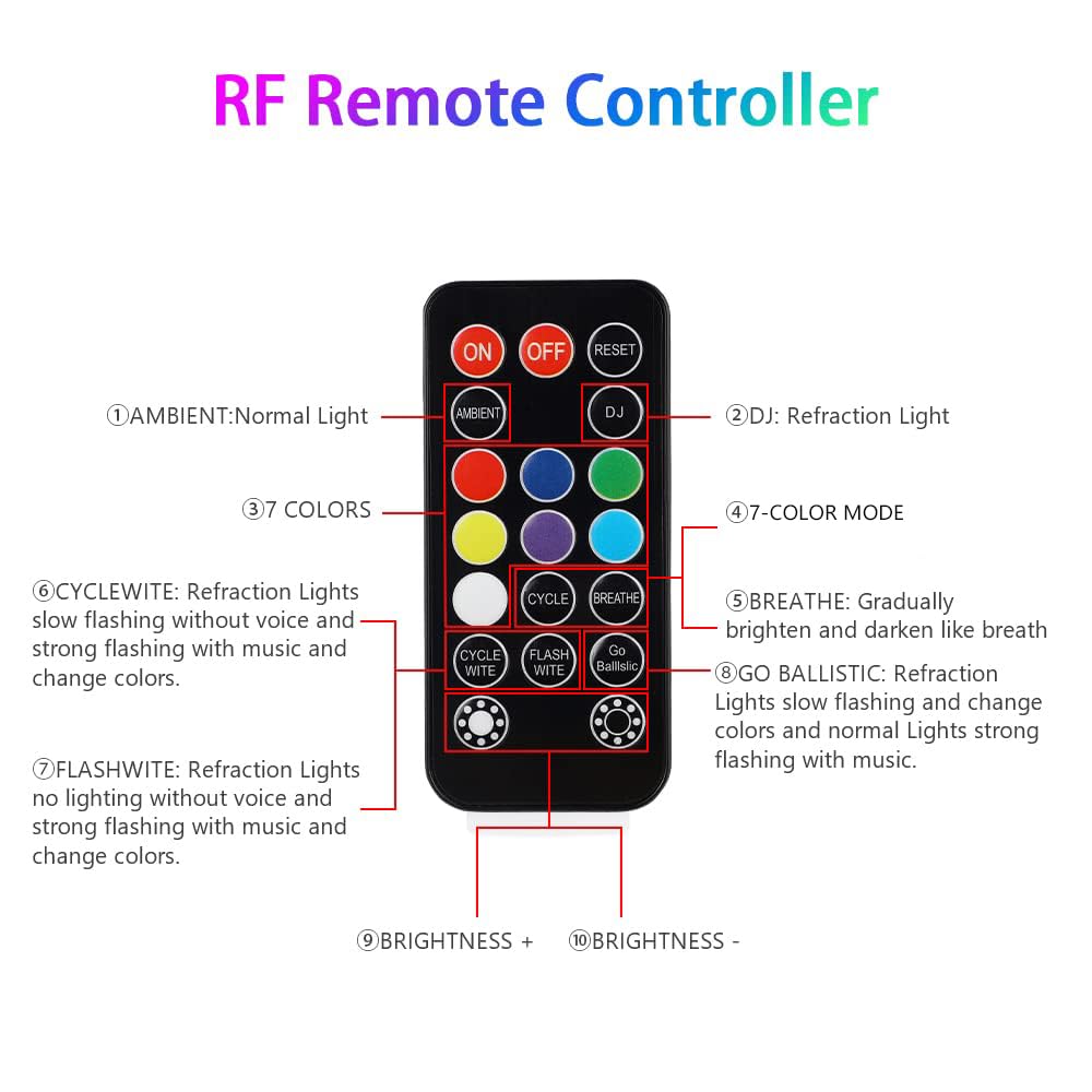 1797 Wireless LED Interior Car Lights Kit - RGB Ambient Atmosphere Neon Accent with Auto Sensor, USB & 12V Power, Magnetic Strip, Music Sync (2PCS) - Perfect for Car Roof, Ceiling, Footwell & Hood Decoration
