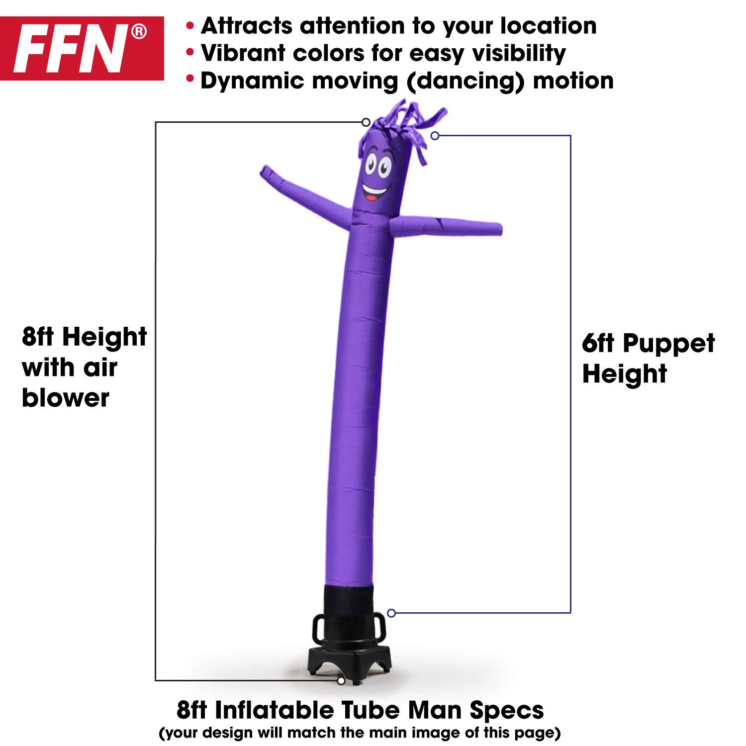 8ft Light Green Inflatable Tube Man with Air Blower - Waving Air Dancer for Car Dealerships, Grand Openings & Outdoor Advertising | Includes 6ft Solid Color Feather Flag