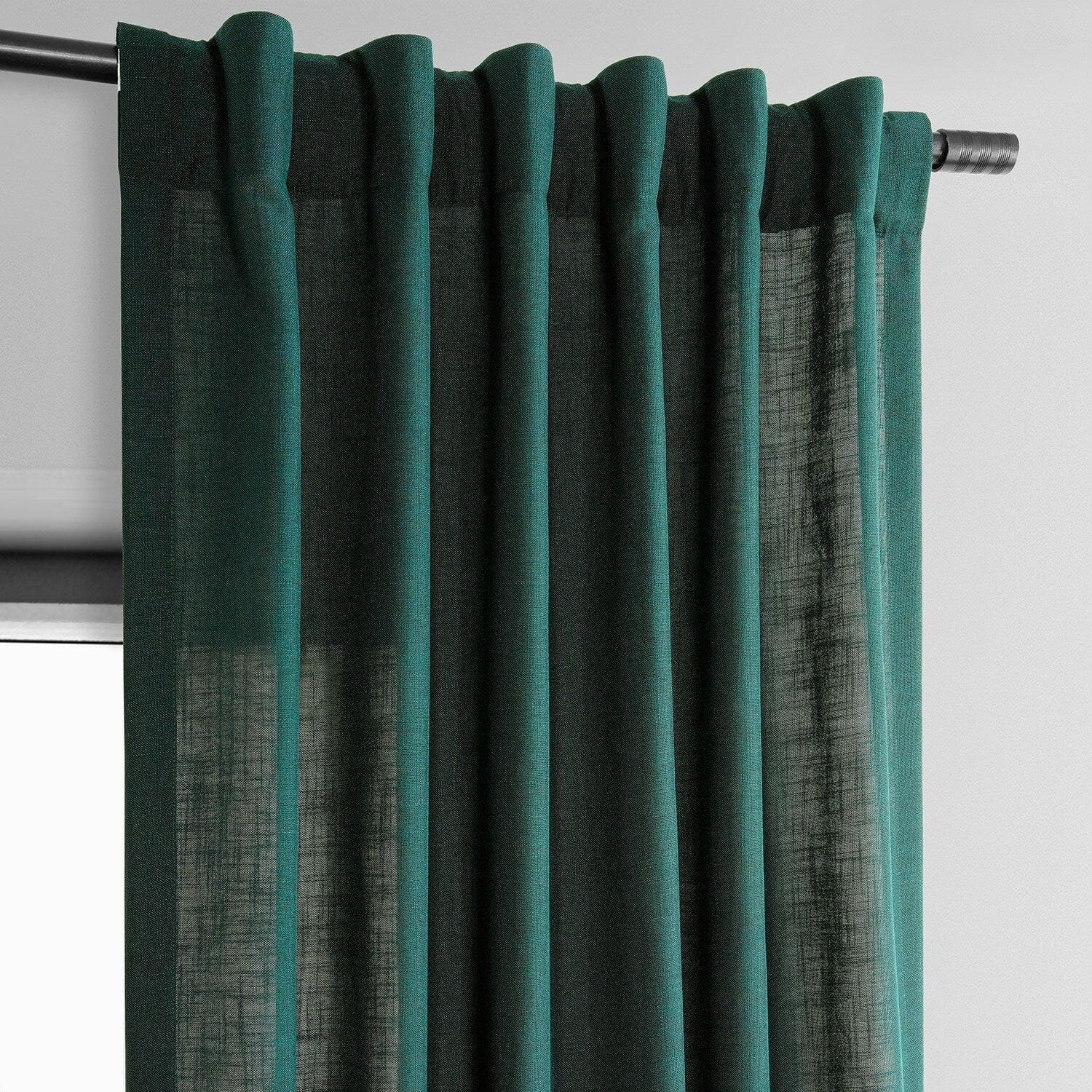 Deep Green Classic Faux Linen Curtains - Blackout Window Drapes for Living Room & Bedroom - Elegant Home Decor for Modern Interior Design