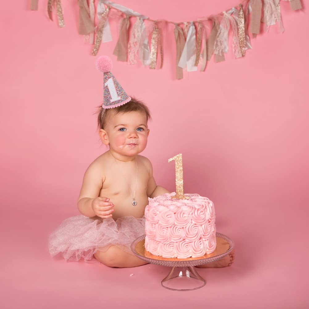 Sparkly Rainbow Cone Birthday Hat - Glitter Party Hat for Birthday Celebrations, Festive Rainbow Party Decorations - Perfect for Birthday Parties, Baby Showers & Carnival Events