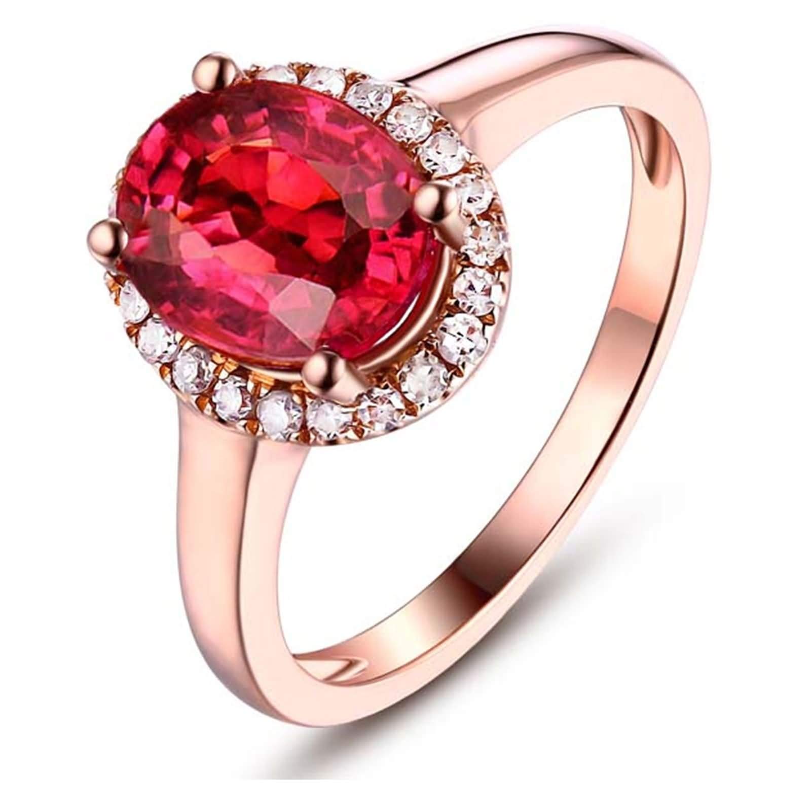 18K Rose Gold Ruby and Diamond Solitaire Engagement Ring for Women - Promise Ring, Anniversary Gift, Valentine's Day Present | Perfect for Proposals, Weddings & Special Occasions