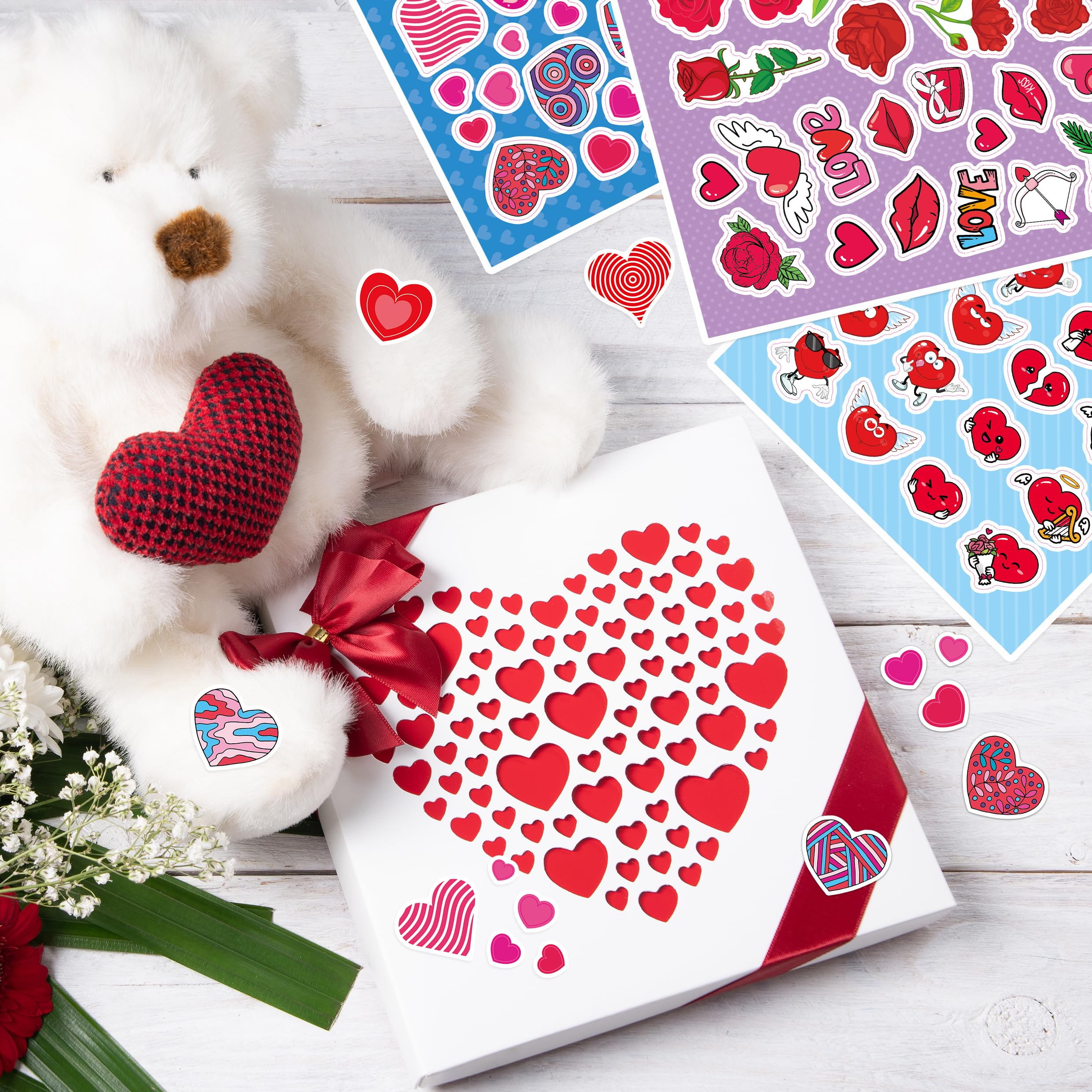 Valentine's Day Stickers for Kids - 36 Sheets Heart Love Stickers, Scrapbooking & Craft Supplies, Classroom Party Decorations, Teacher Rewards (1062PCS) - Perfect for DIY Cards, Gift Wrapping & School Projects
