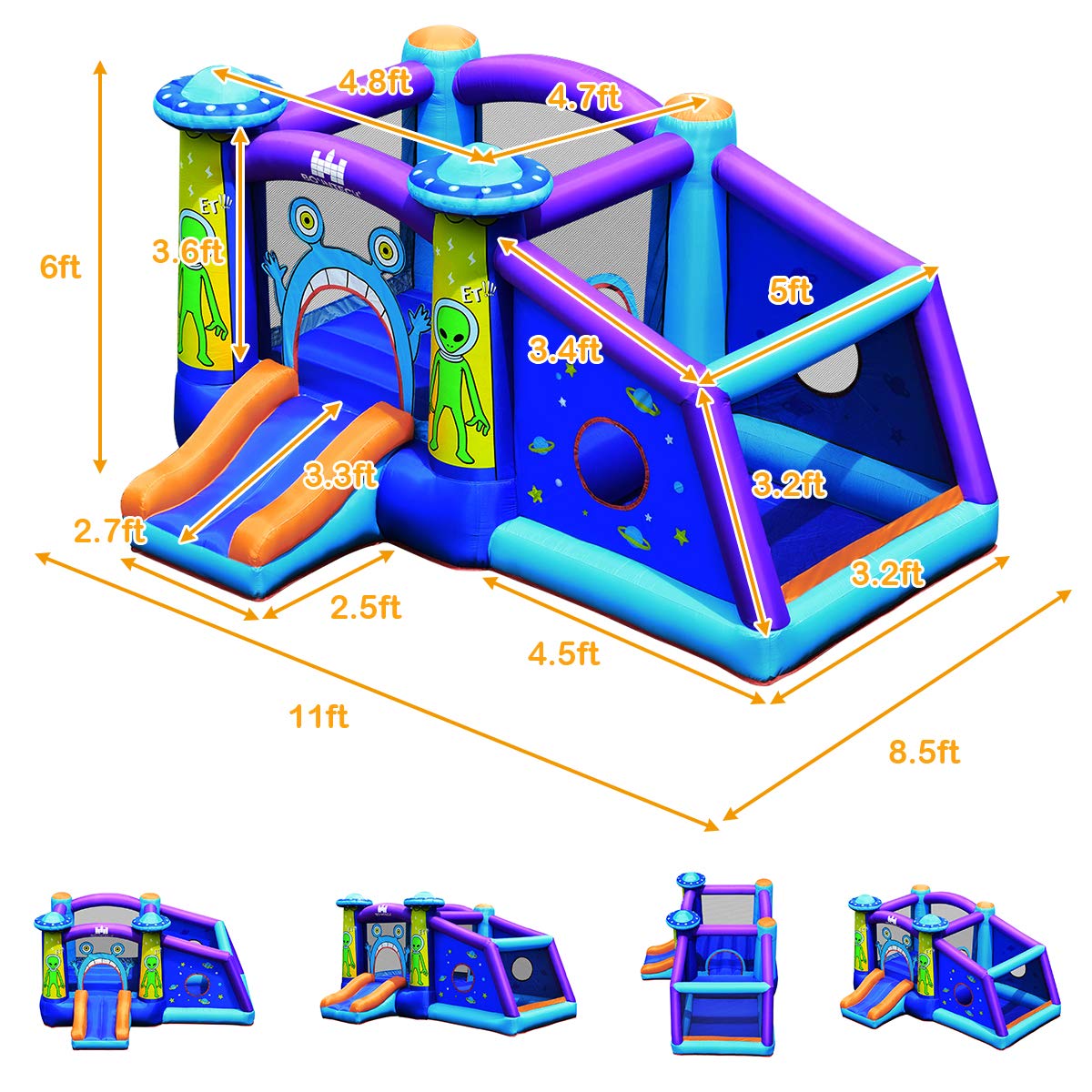 BOUNTECH Inflatable Bounce House for Kids - Alien Themed Bouncy Castle with Large Jumping Area | Indoor & Outdoor Play | Perfect for Birthday Parties, Backyard Fun, Christmas Gifts & Toddler Activities