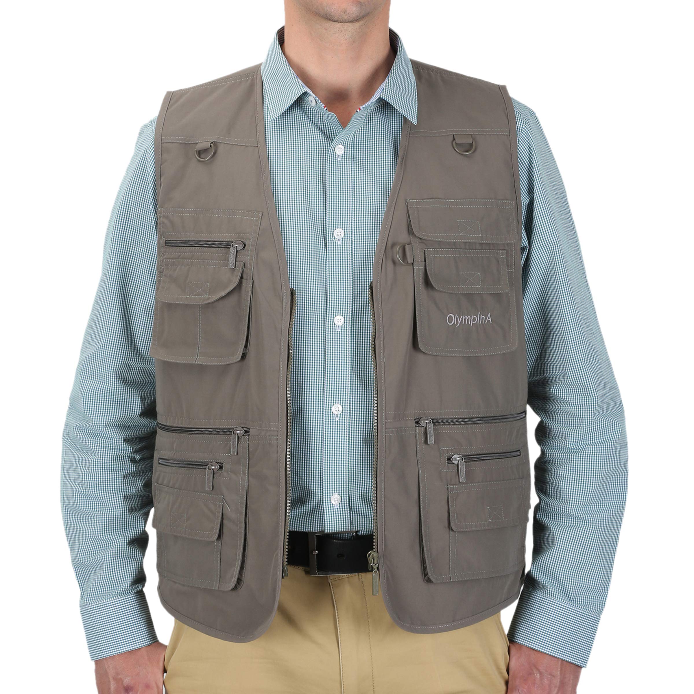 Men's Lightweight Poplin Fishing Vest with Multiple Pockets - Outdoor Travel, Sports & Work Utility Vest for Hiking, Camping & Hunting Accessories Storage