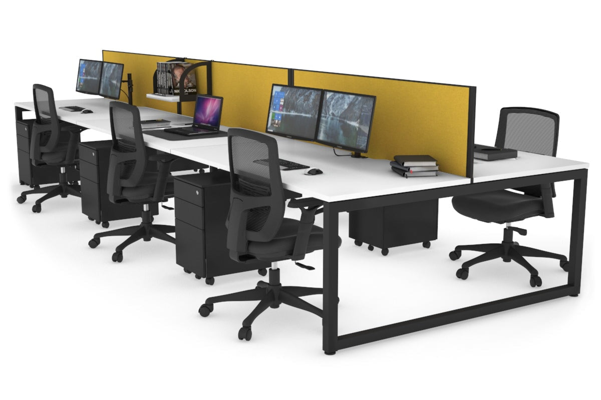 Quadro Loop Legs 6-Person Office Workstation Desk - 1600L x 800W with Cable Management Scallop - Ideal for Collaborative Workspaces & Open Office Environments
