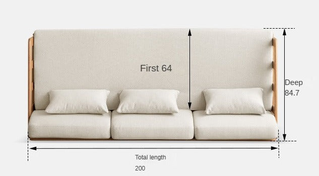 Solid Oak Wood Sofa Bed with Folding & Retractable Storage | Convertible Sleeper for Small Spaces, Guest Rooms & Apartments
