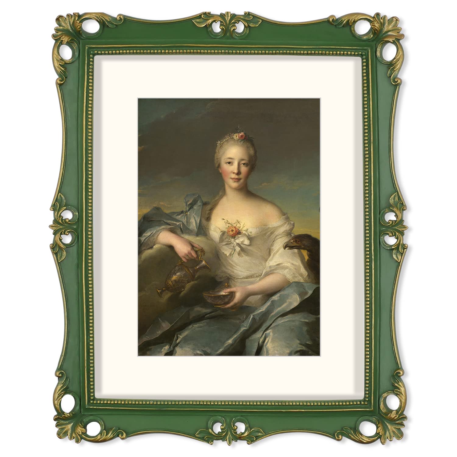 SIMON'S SHOP 11x14 Antique Vintage Picture Frame - Moss Green with Gold Trim, Wall Mounting Photo Frame for 8x10 with Mat | Perfect for Home Decor, Gallery Wall, Wedding Photos & Office Art Display