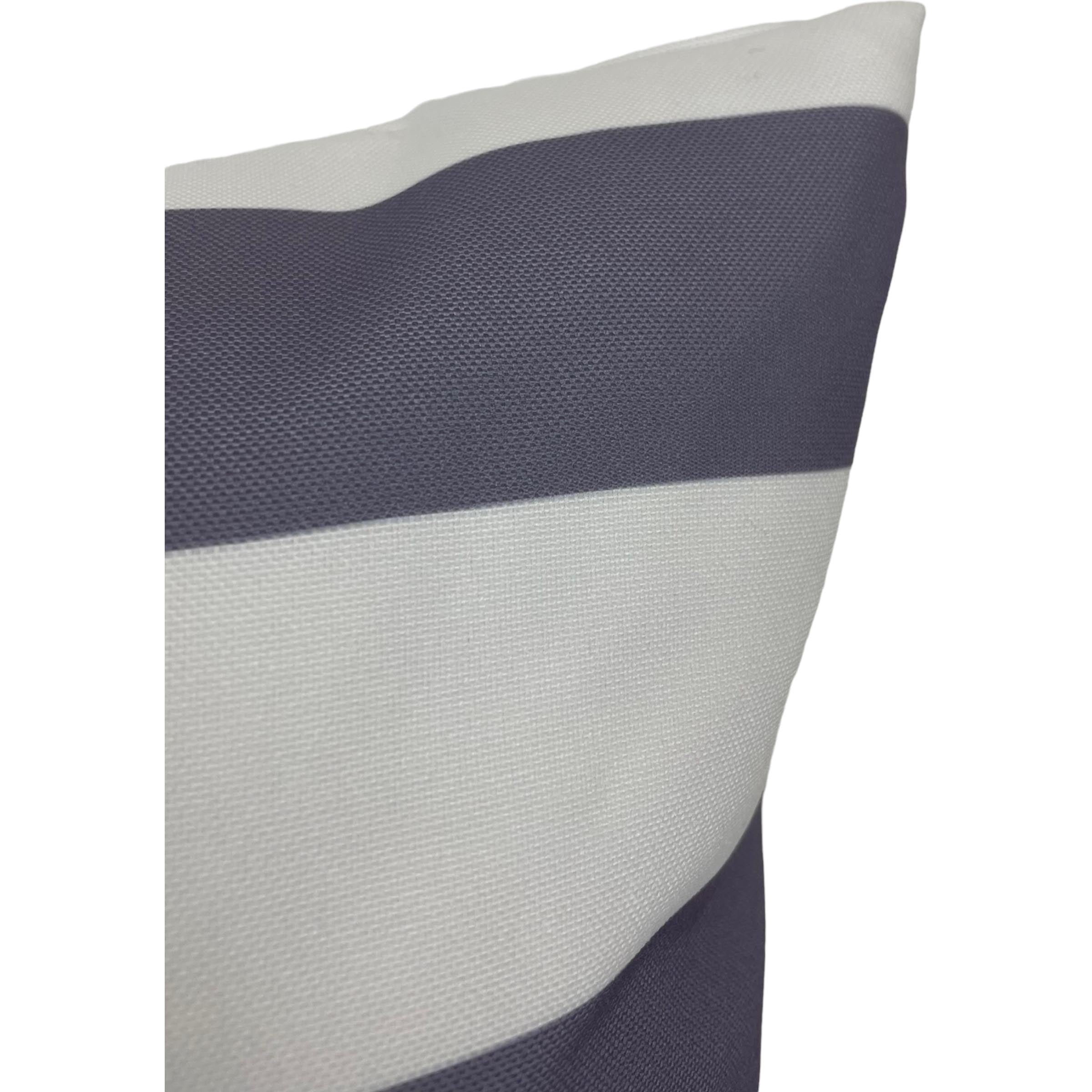 Grey and White Wide Stripe Outdoor Throw Pillow 16x26 - Waterproof Decorative Cushion for Patio, Garden, and Poolside Lounge Chairs