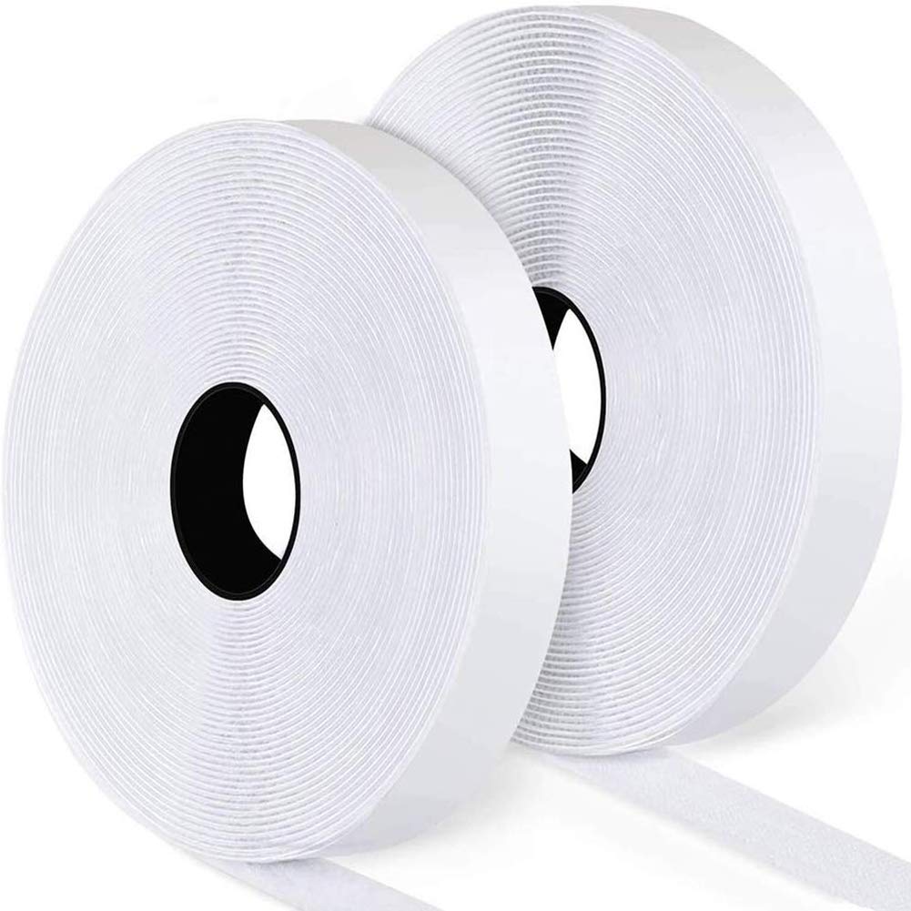 27Ft x 1 Inch Heavy Duty Self Adhesive Strips - Strong Nylon Fabric Fastener Tape for Sewing, Crafting, DIY Projects - Indoor & Outdoor Mounting Solution (White) - Perfect for Home Organization, Wall Decor & Garage Storage