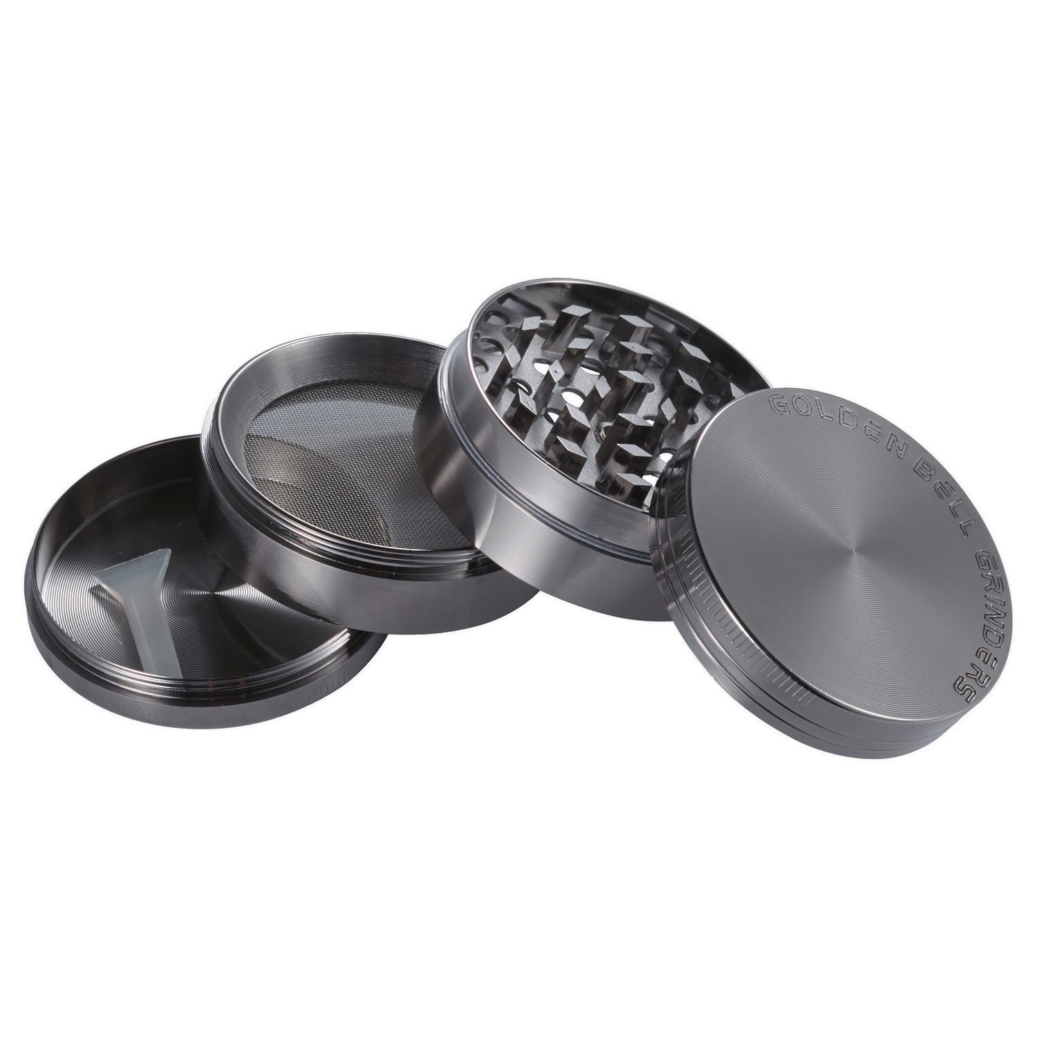 LIHAO 2 Inch Metal Herb Grinder for Spices - 4 Piece 5cm Black Nickel - Perfect for Grinding Herbs, Spices & Tobacco at Home, Camping or Travel